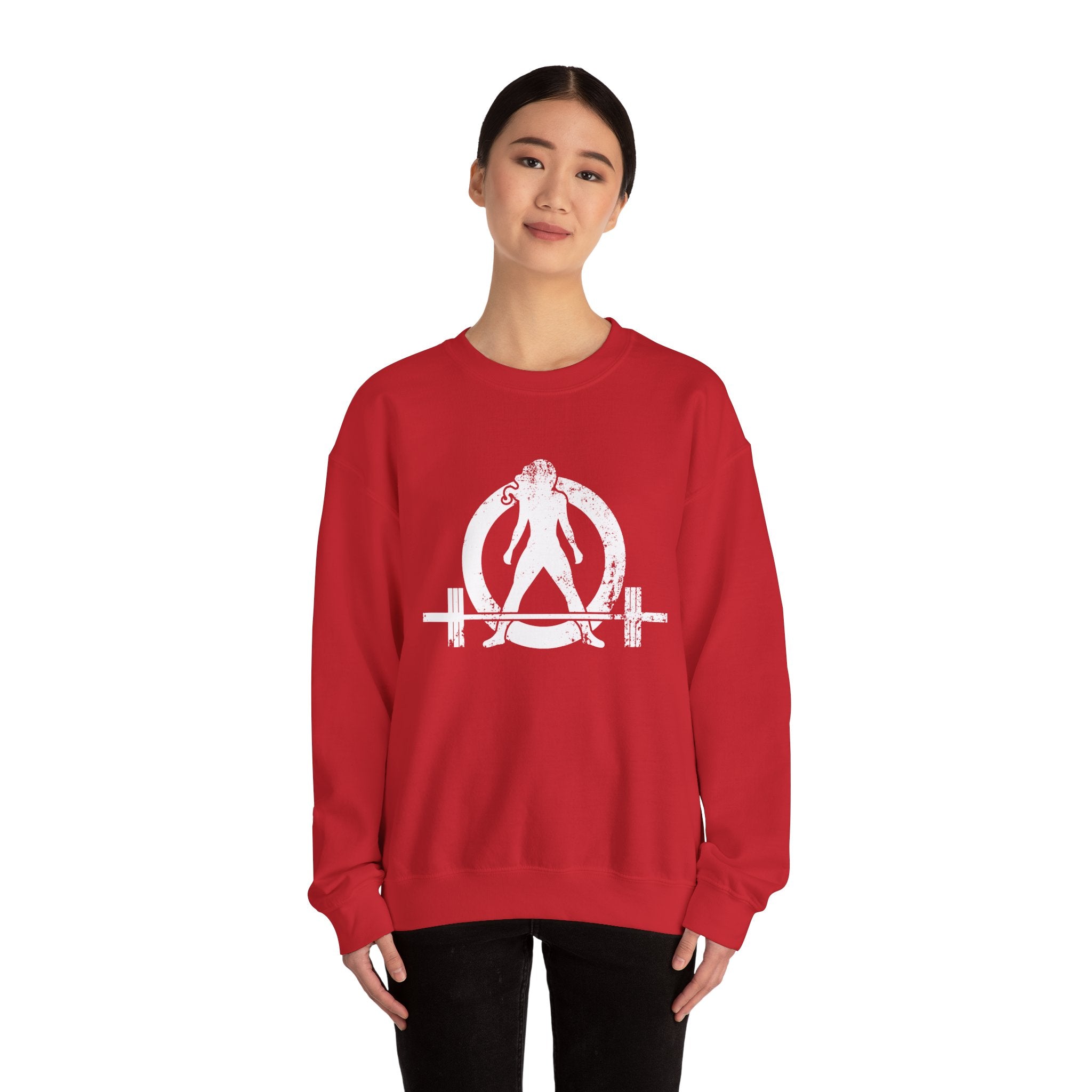 Distressed Logo - Unisex Heavy Blend™ Crewneck Sweatshirt - White Logo