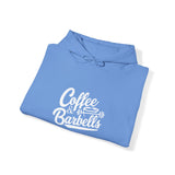 Coffee & Barbells - Unisex Heavy Blend Hooded Sweatshirt - White Logo on Front & Right Sleeve