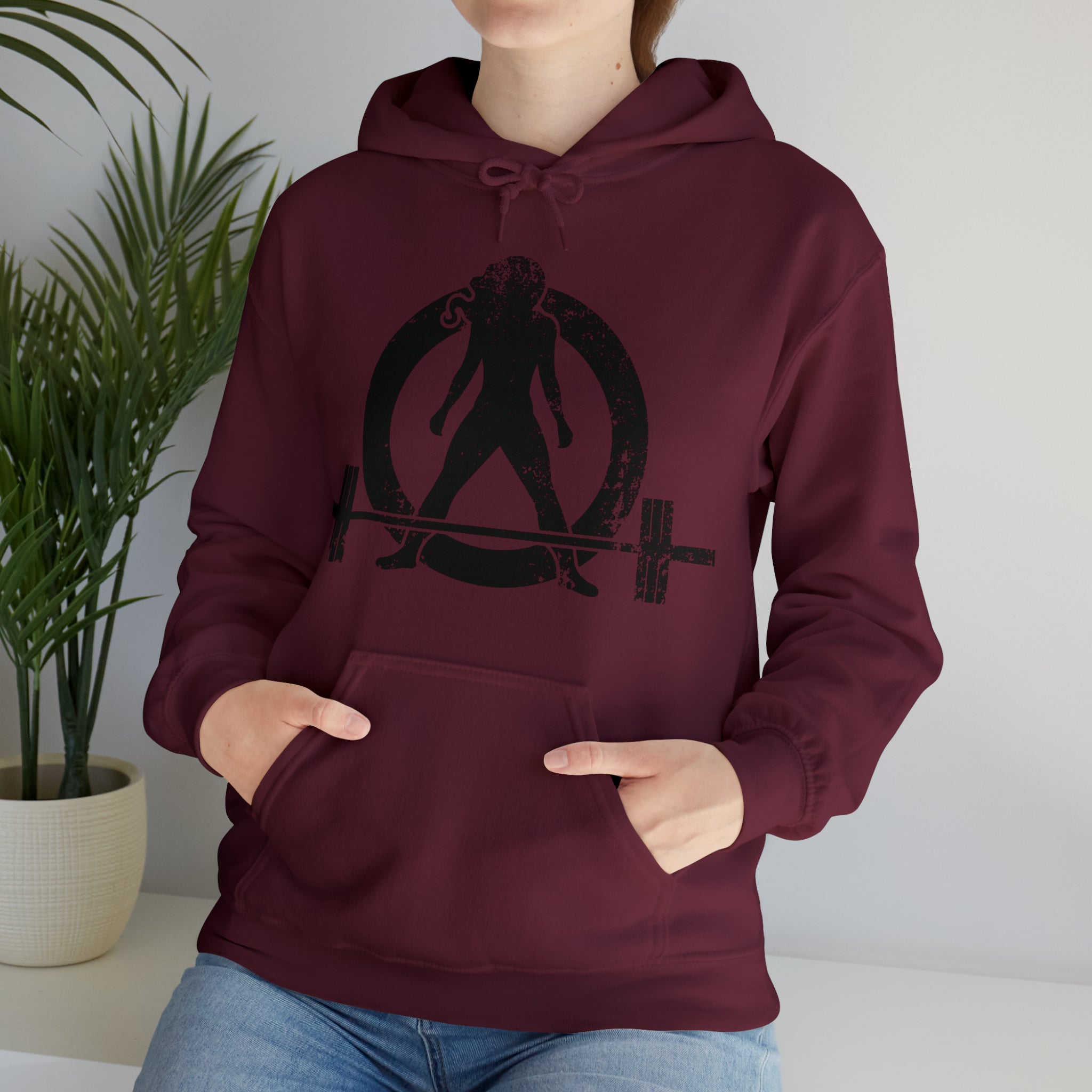Distressed Black Logo - Plain Back - Unisex Heavy Blend Hooded Sweatshirt
