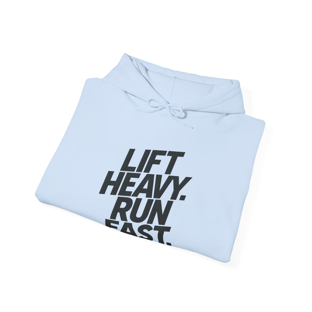 Lift Heavy Run Fast - Unisex Heavy Blend Hooded Sweatshirt  - Front Black Logo