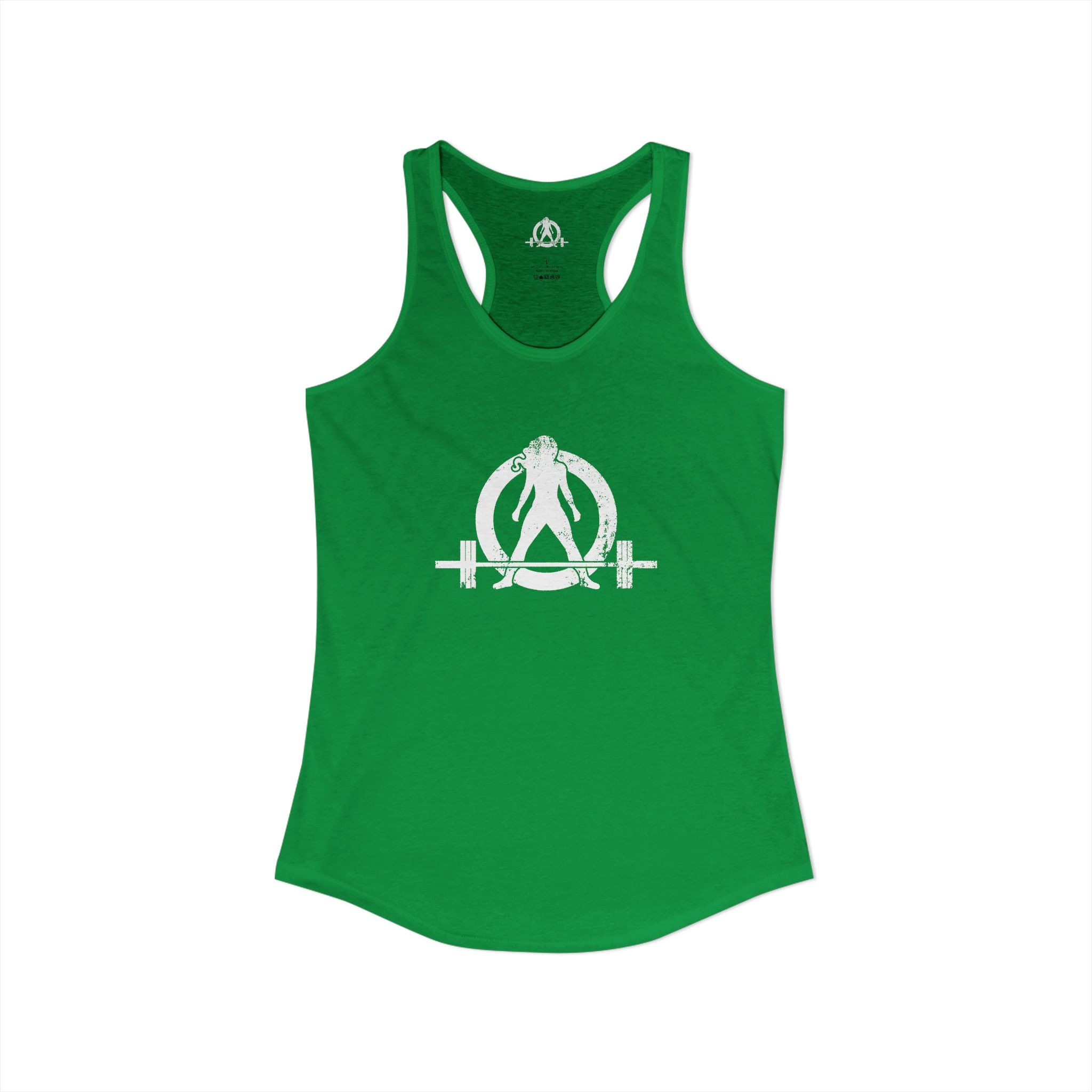 I Could Deadlift You - Women's Ideal Racerback Tank - White Logo - Front & Back Print