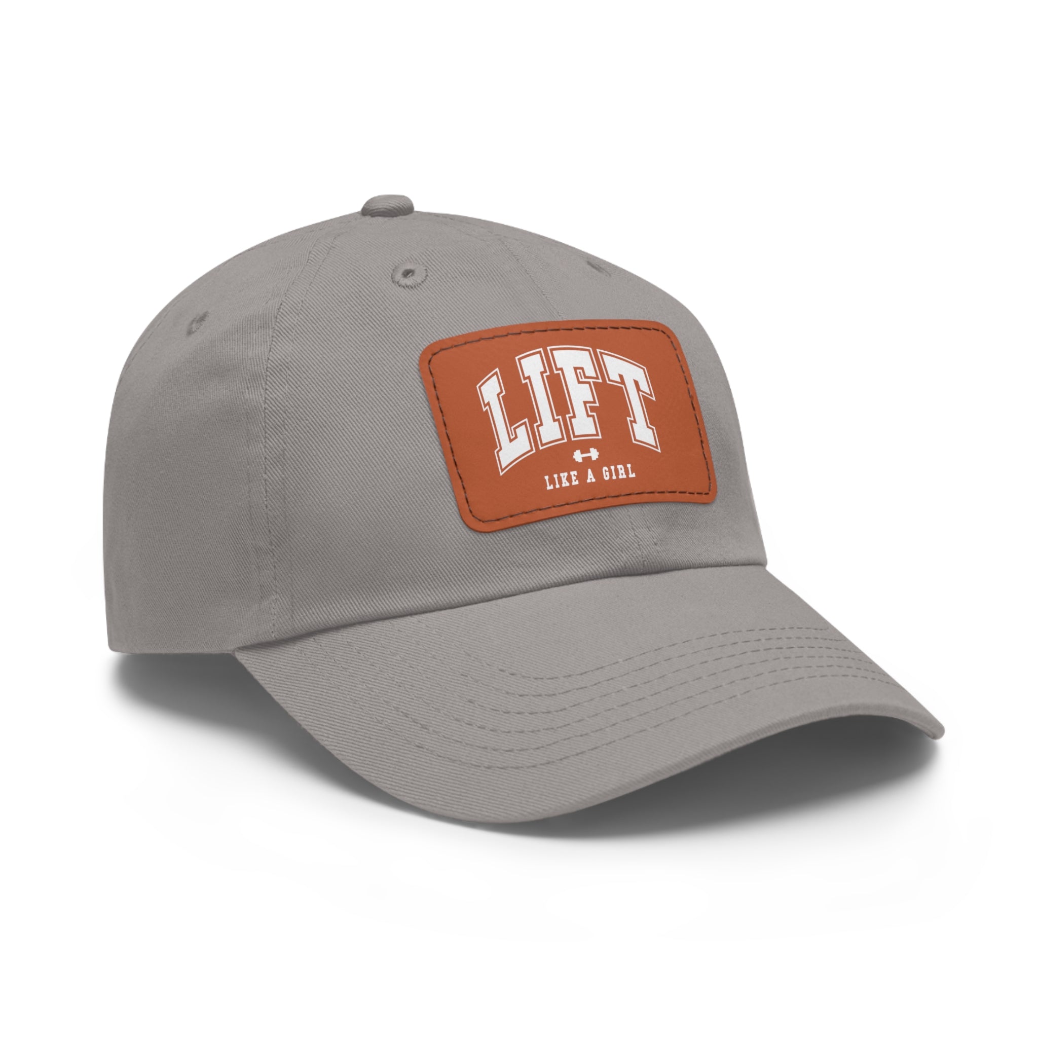 Lift Like A Girl - Dad Hat with Leather Patch (Rectangle) - White Font