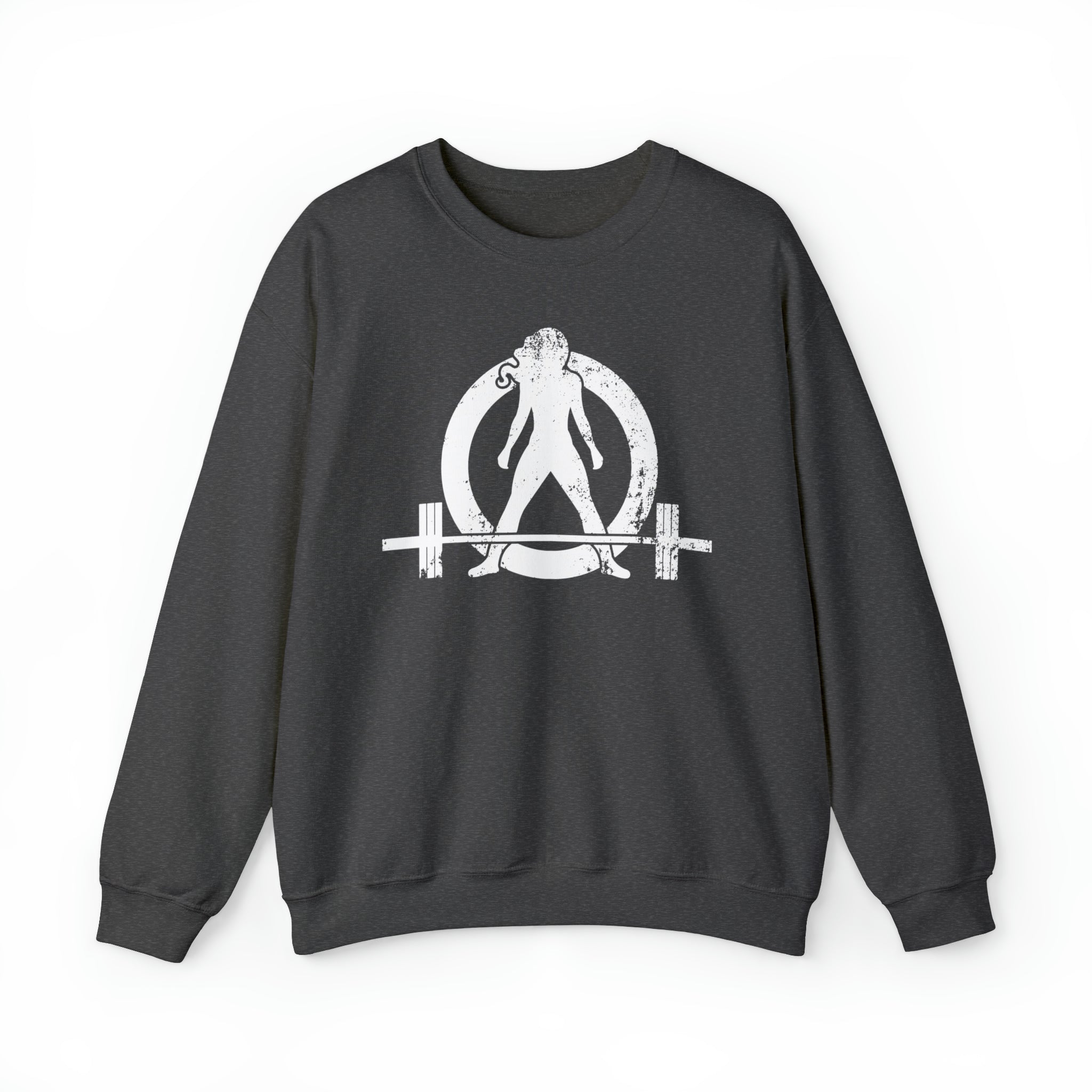 Unisex Heavy Blend™ Crewneck Sweatshirt - Distressed Logo - Plain Back