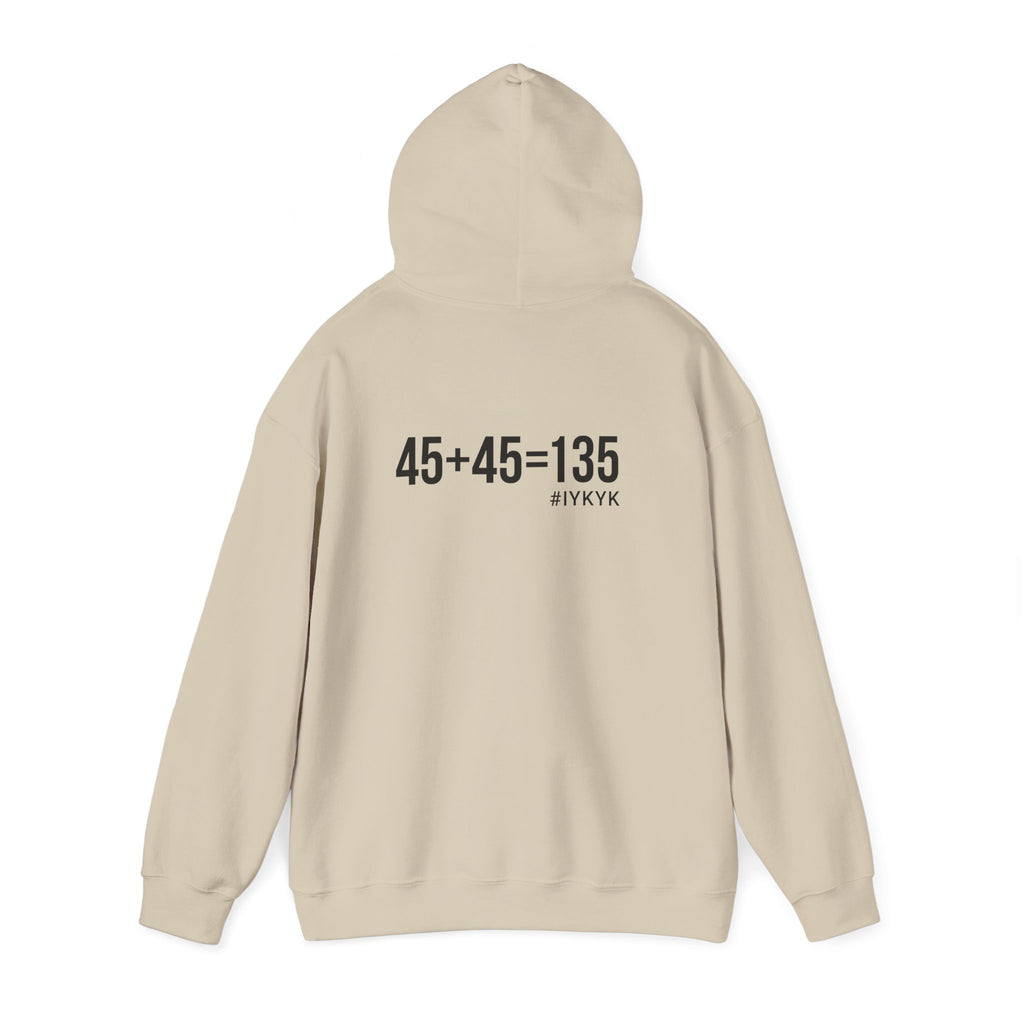 45 + 45 = 135 - Unisex Heavy Blend Hooded Sweatshirt  - Black Logo