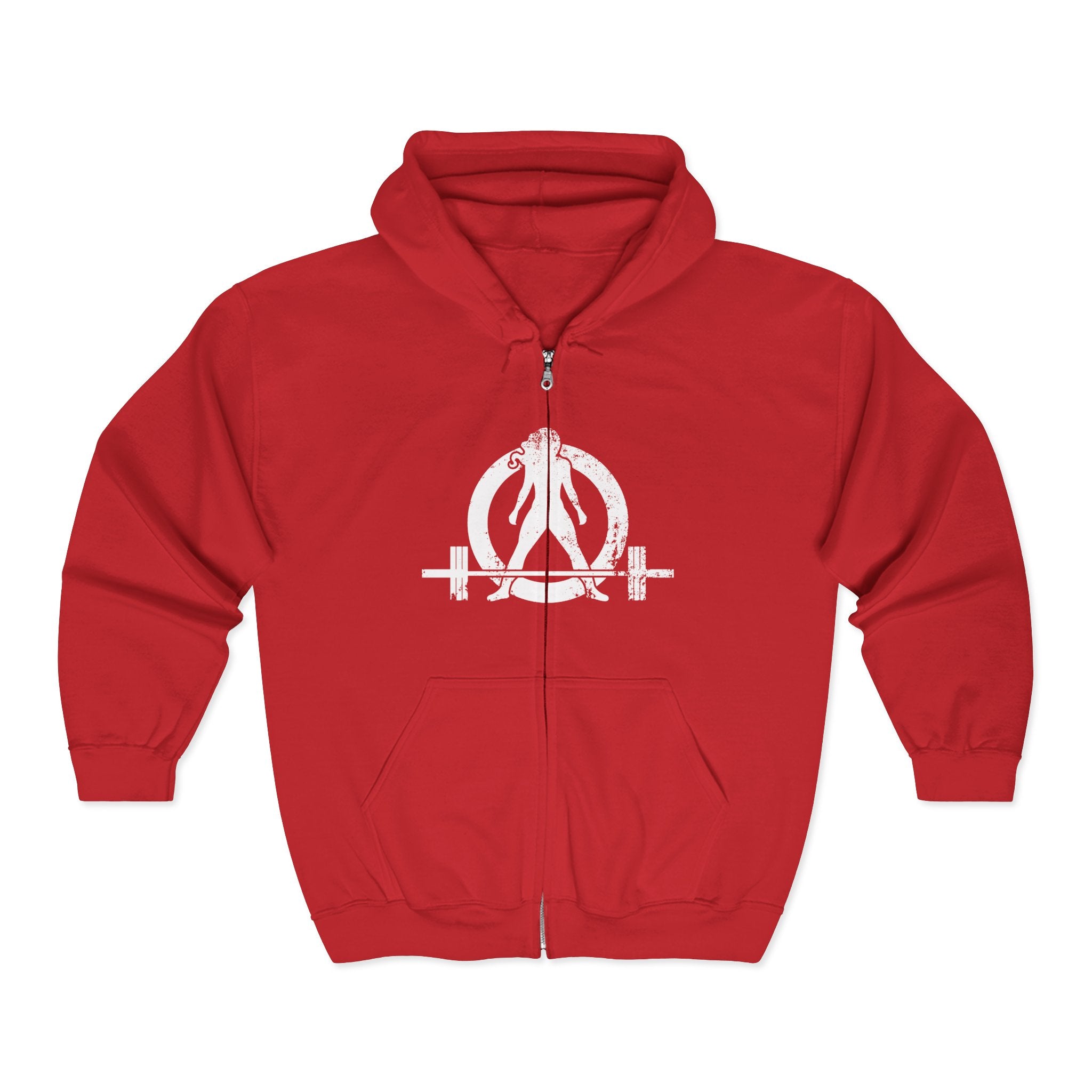Unisex Heavy Blend™ Full Zip Hooded Sweatshirt - Distressed White Logo