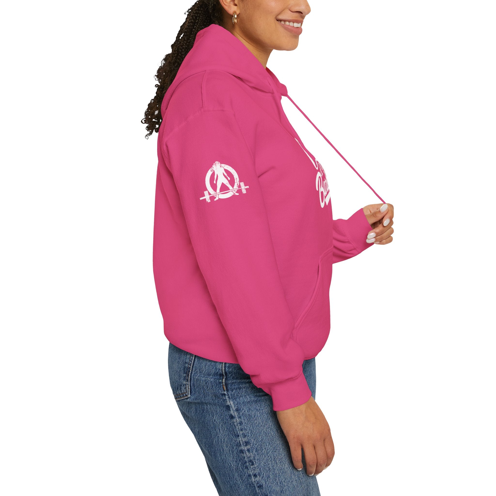 Coffee & Barbells - Unisex Heavy Blend Hooded Sweatshirt - White Logo on Front & Right Sleeve