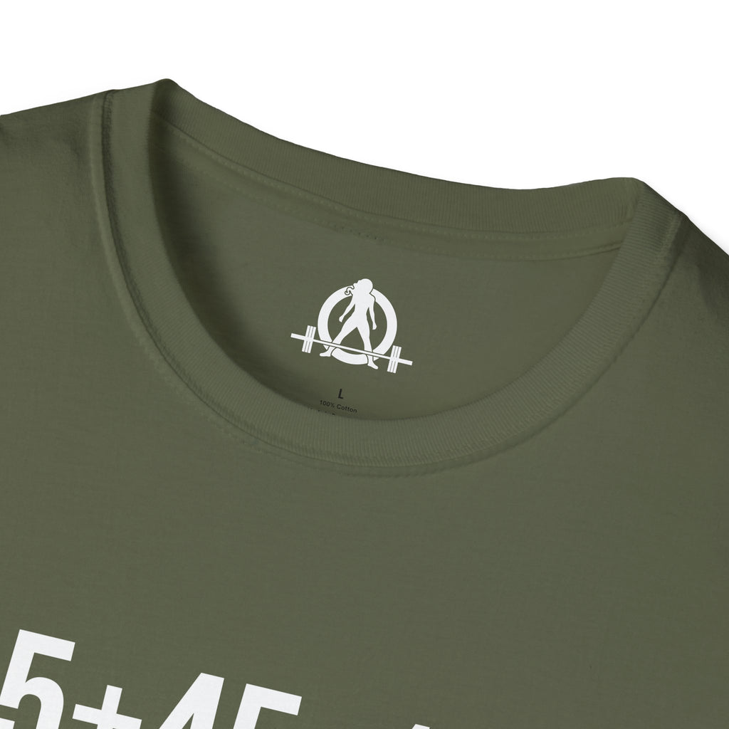 45 + 45 = 135  - Unisex Softstyle T-Shirt - Print on Front Plain Back