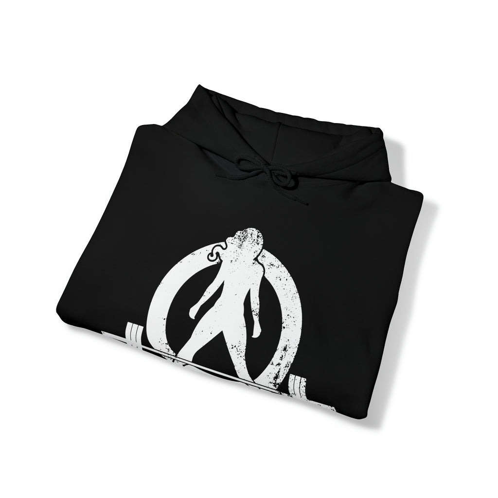 Strong Not Skinny - White Distressed Logo - Unisex Heavy Blend Hooded Sweatshirt