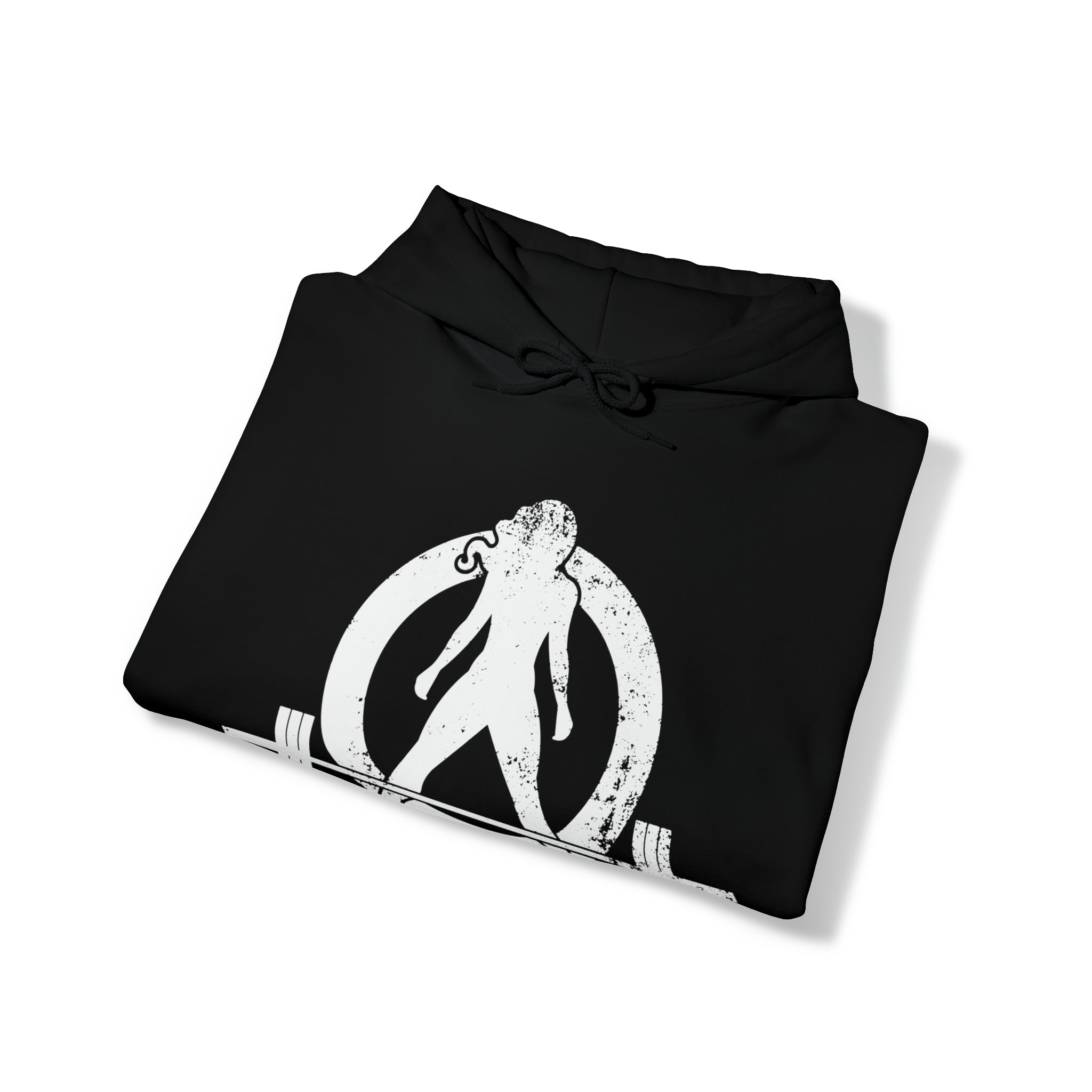 Strong Not Skinny - White Distressed Logo - Unisex Heavy Blend Hooded Sweatshirt