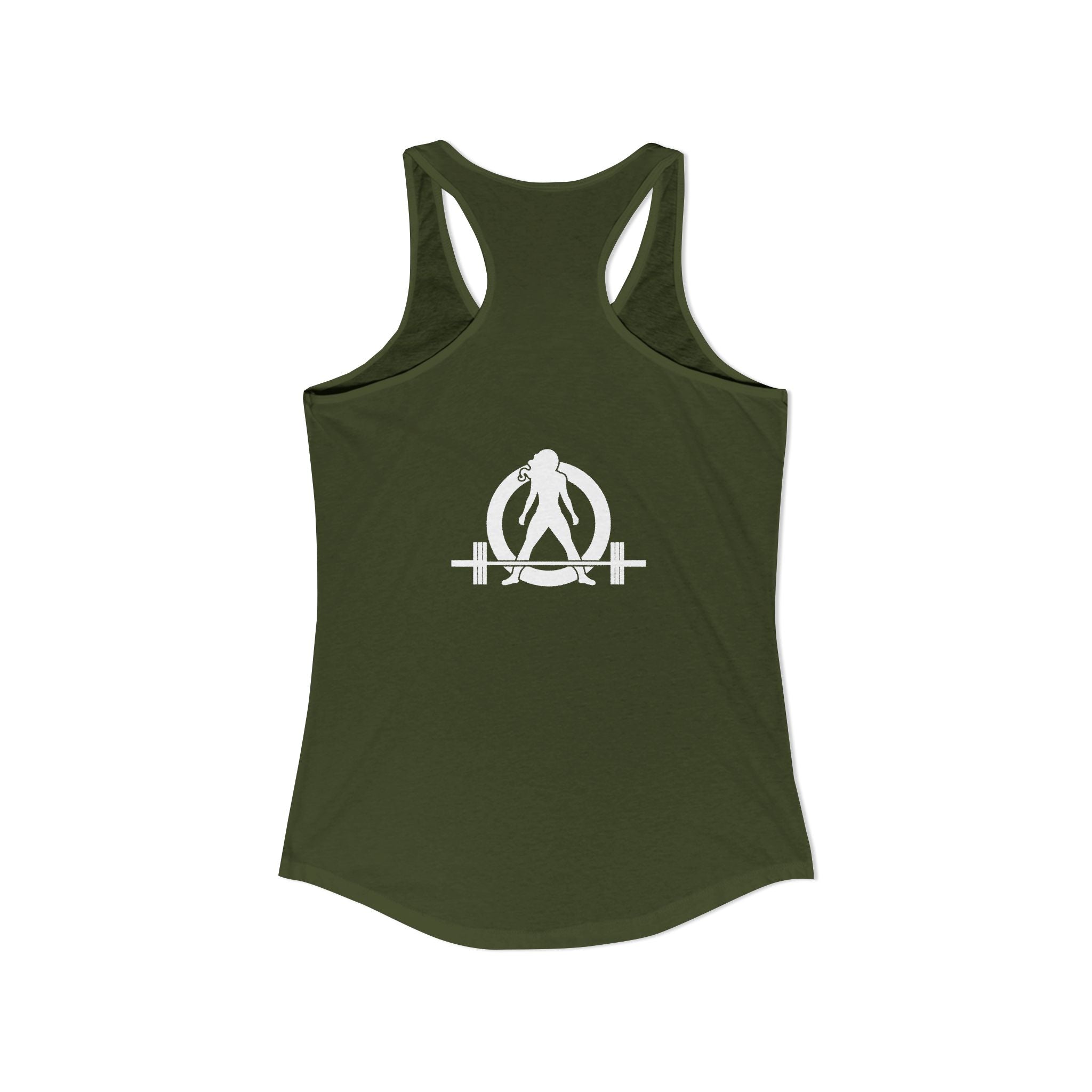 45 + 45 = 135 - Women's Ideal Racerback Tank - White Print Front & Back
