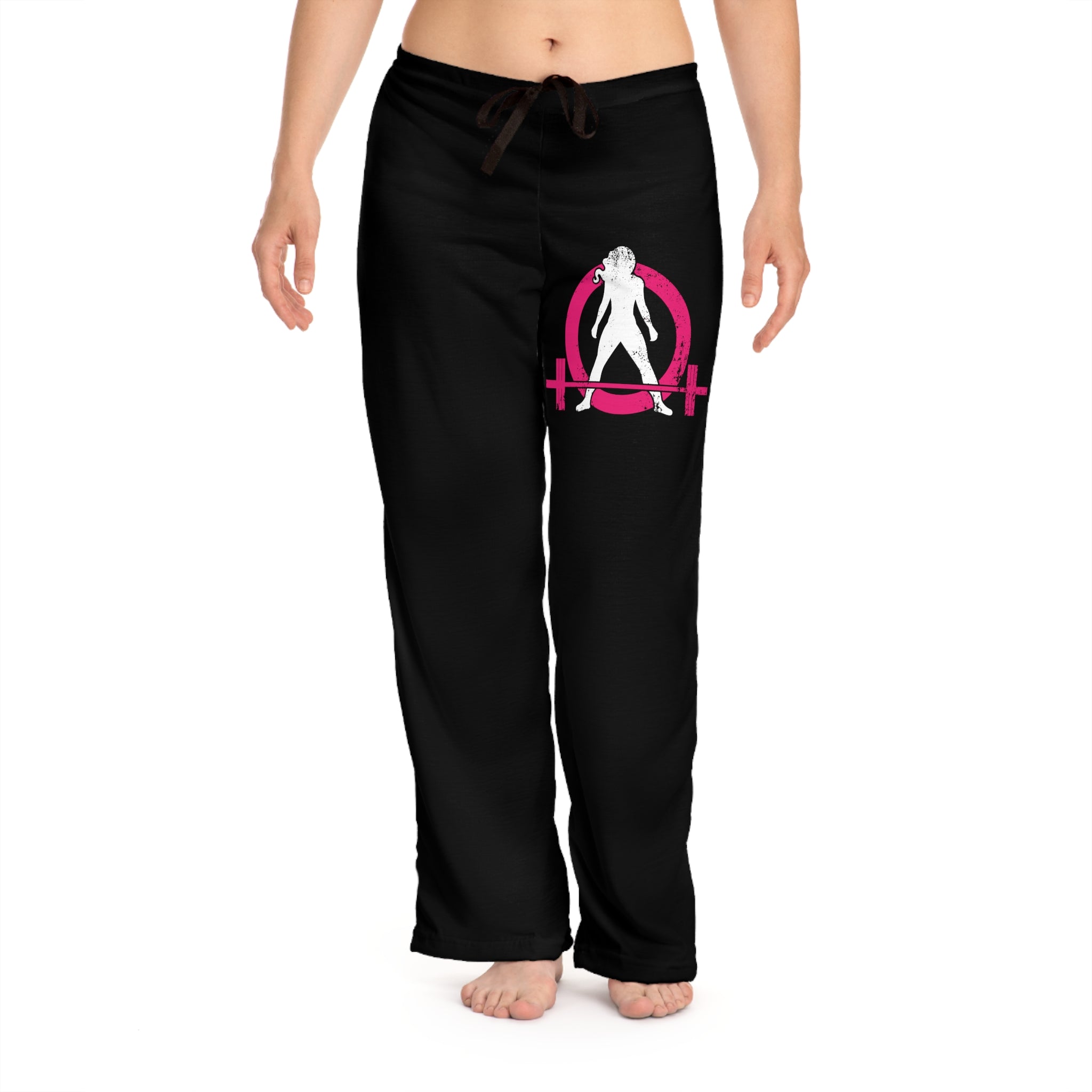 Women's Pajama Pants (AOP) - Black - Distressed Inverted Logo