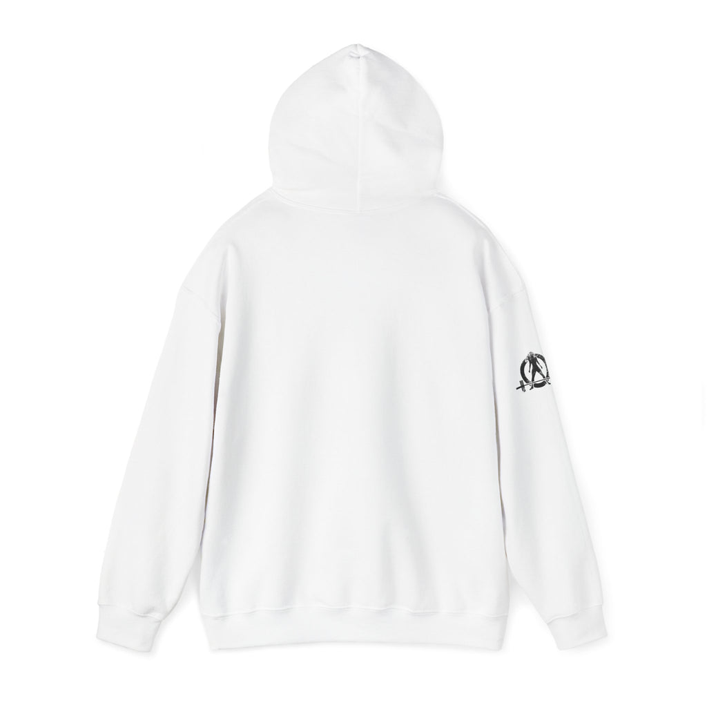 45 + 45 = 135 - Unisex Heavy Blend Hooded Sweatshirt  - Front Black & Shoulder Logo