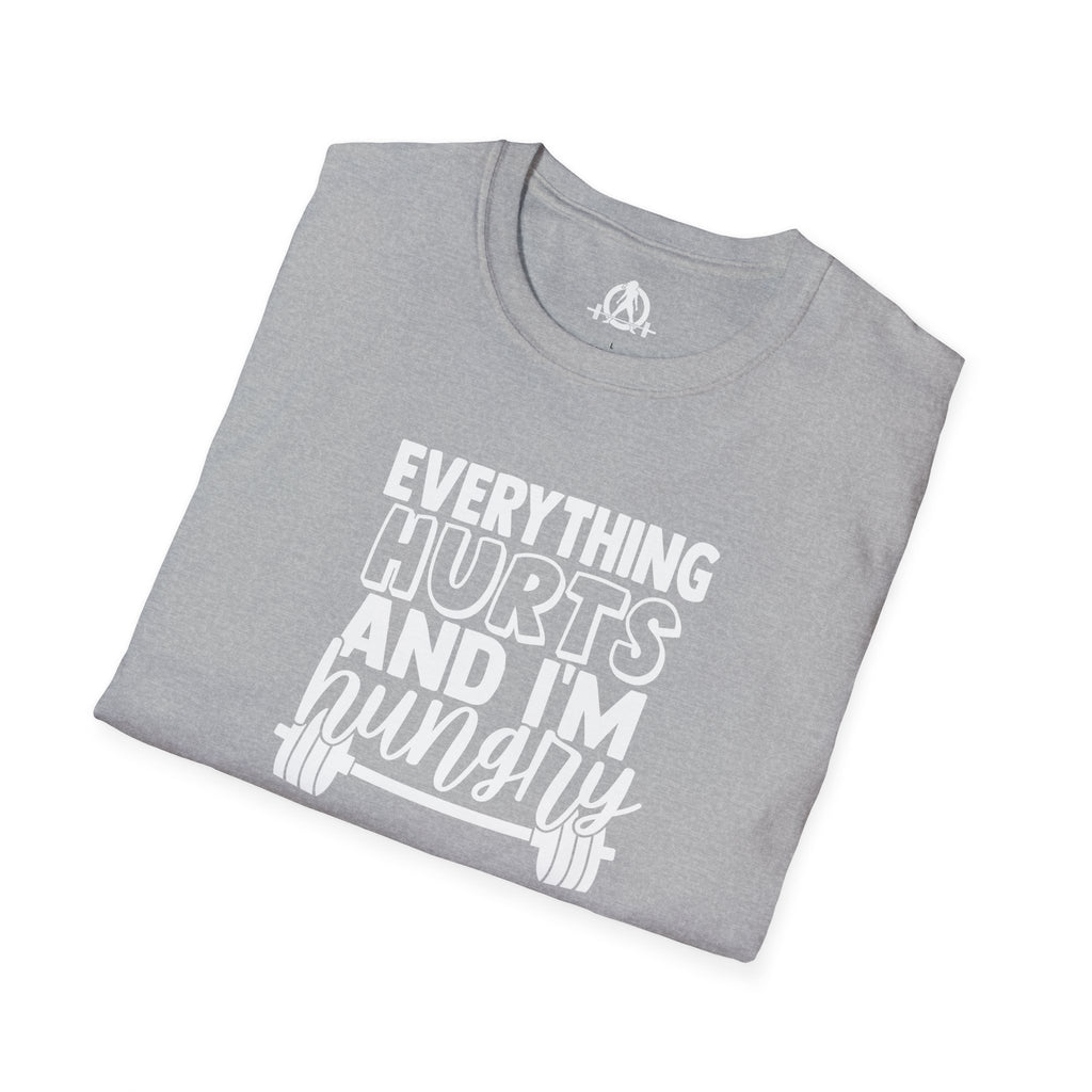 Everything Hurts & I'm Hungry  - Unisex Softstyle T-Shirt - Print on Front Plain Back