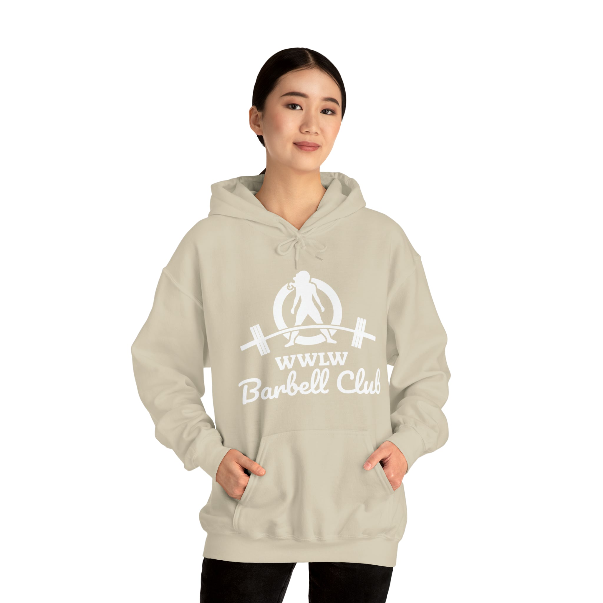 Barbell Club Classic Logo White - Unisex Heavy Blend Hooded Sweatshirt (BEST SELLER)