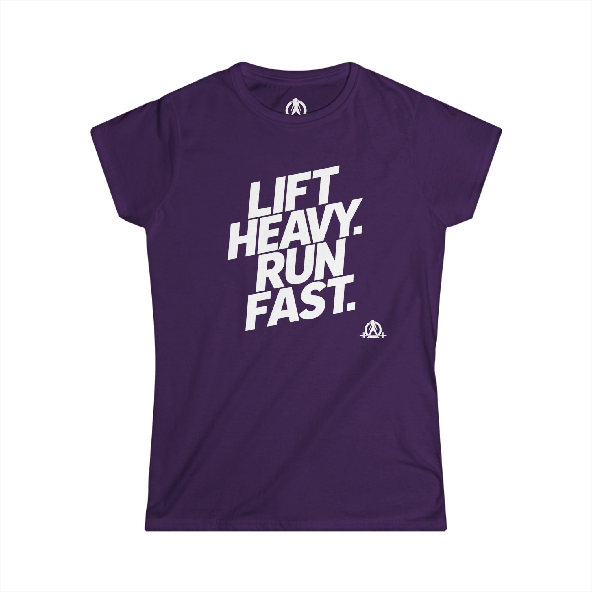 Lift Heavy Run Fast - Women's Softstyle Tee - White Front Logo