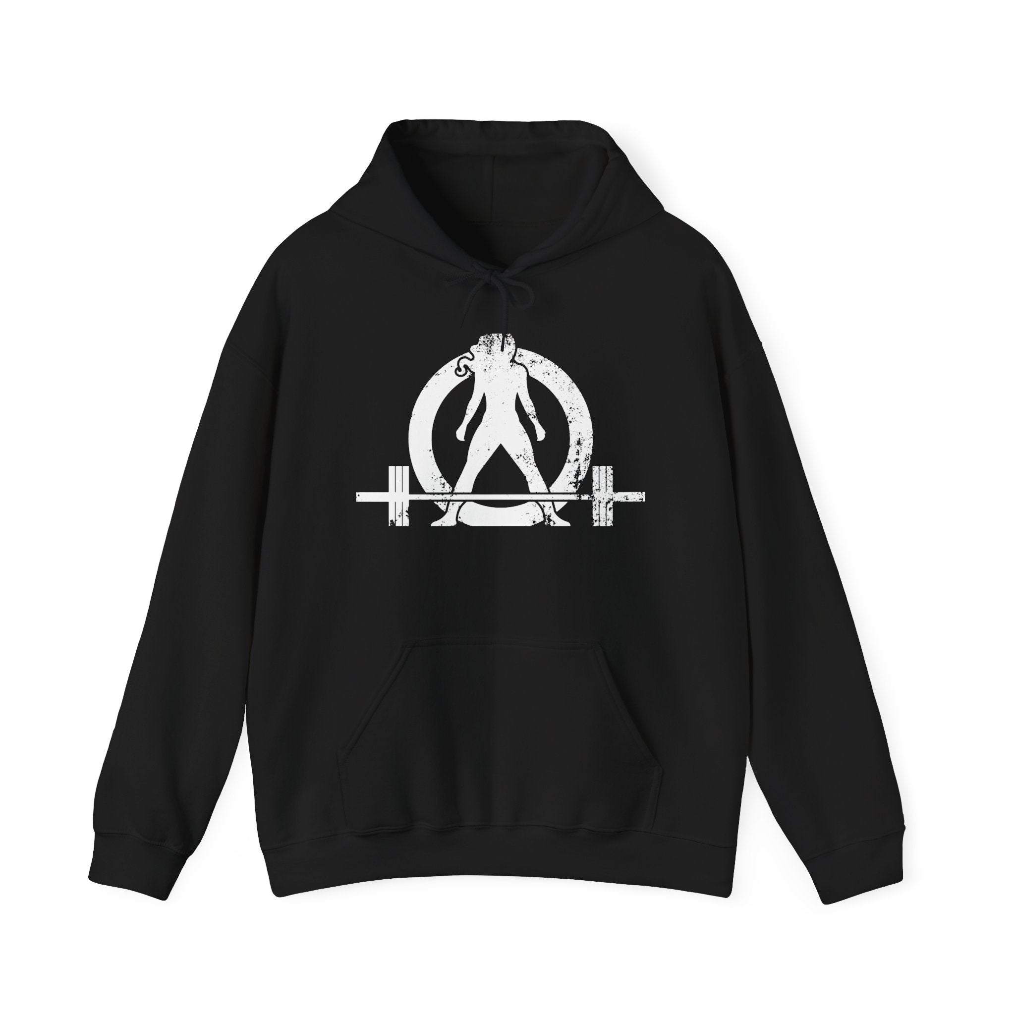 Unisex Heavy Blend Hooded Sweatshirt - Distressed White Logo - Plain Back (BEST SELLER)