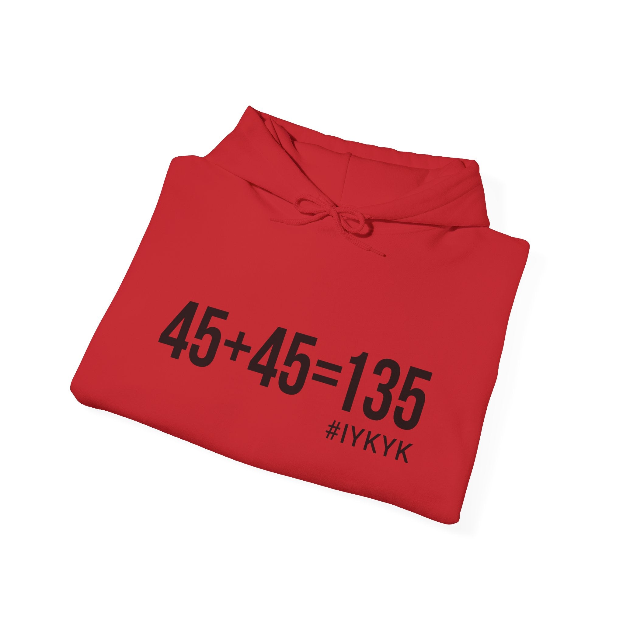 45 + 45 = 135 - Unisex Heavy Blend Hooded Sweatshirt  - Front Black & Shoulder Logo