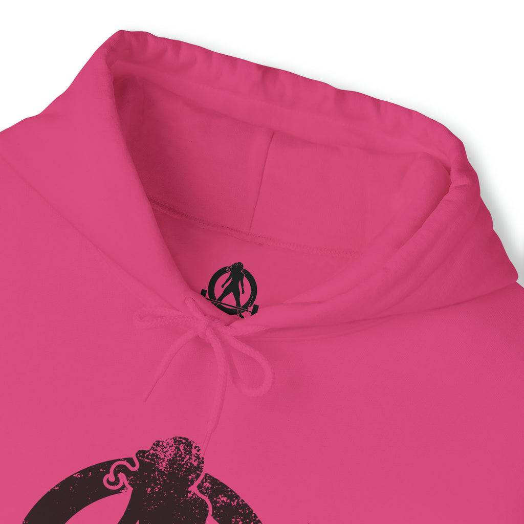 Squat Bench Deadlift Repeat - Unisex Heavy Blend Hooded Sweatshirt - Dark Black Logo - Pink - SBDR on BACK