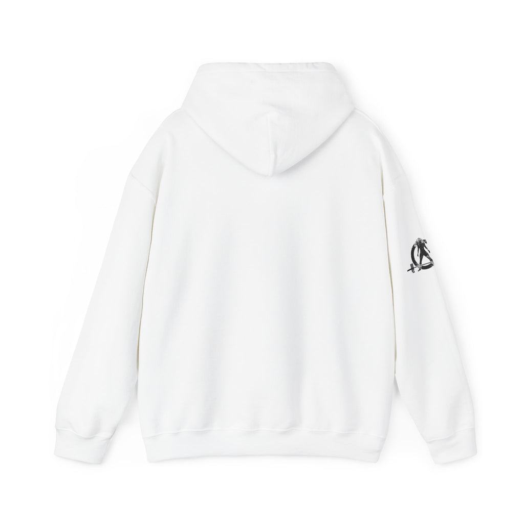 Lift Heavy Shit - Unisex Heavy Blend Hooded Sweatshirt - Black Logo on Front & Right Sleeve