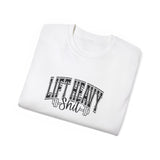 Lift Heavy Shit - Unisex Ultra Cotton Tee - Front Black Logo - Plain Back