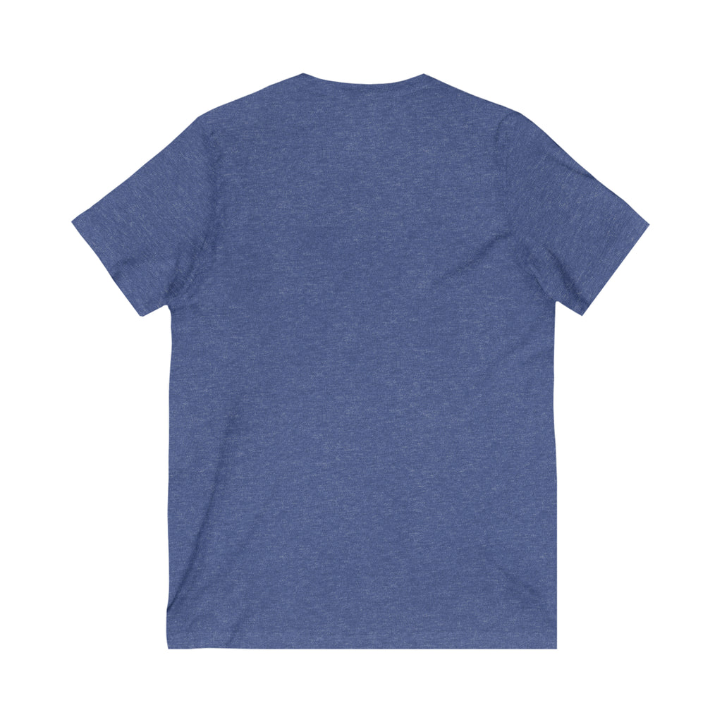 Unisex Jersey Short Sleeve V-Neck Tee -  Distressed Black Logo