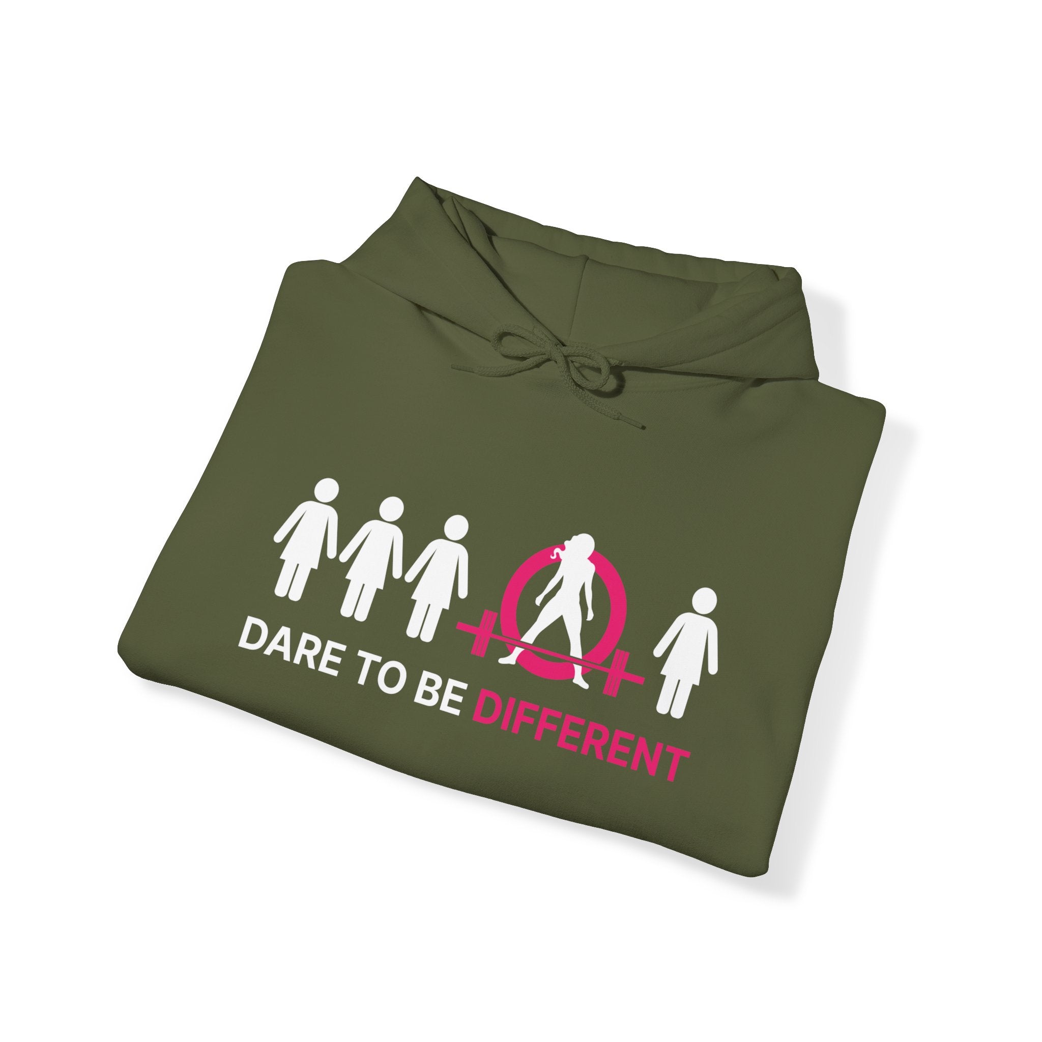 Dare To Be Different - Deadlift - Unisex Heavy Blend Hooded Sweatshirt - White Print on Front