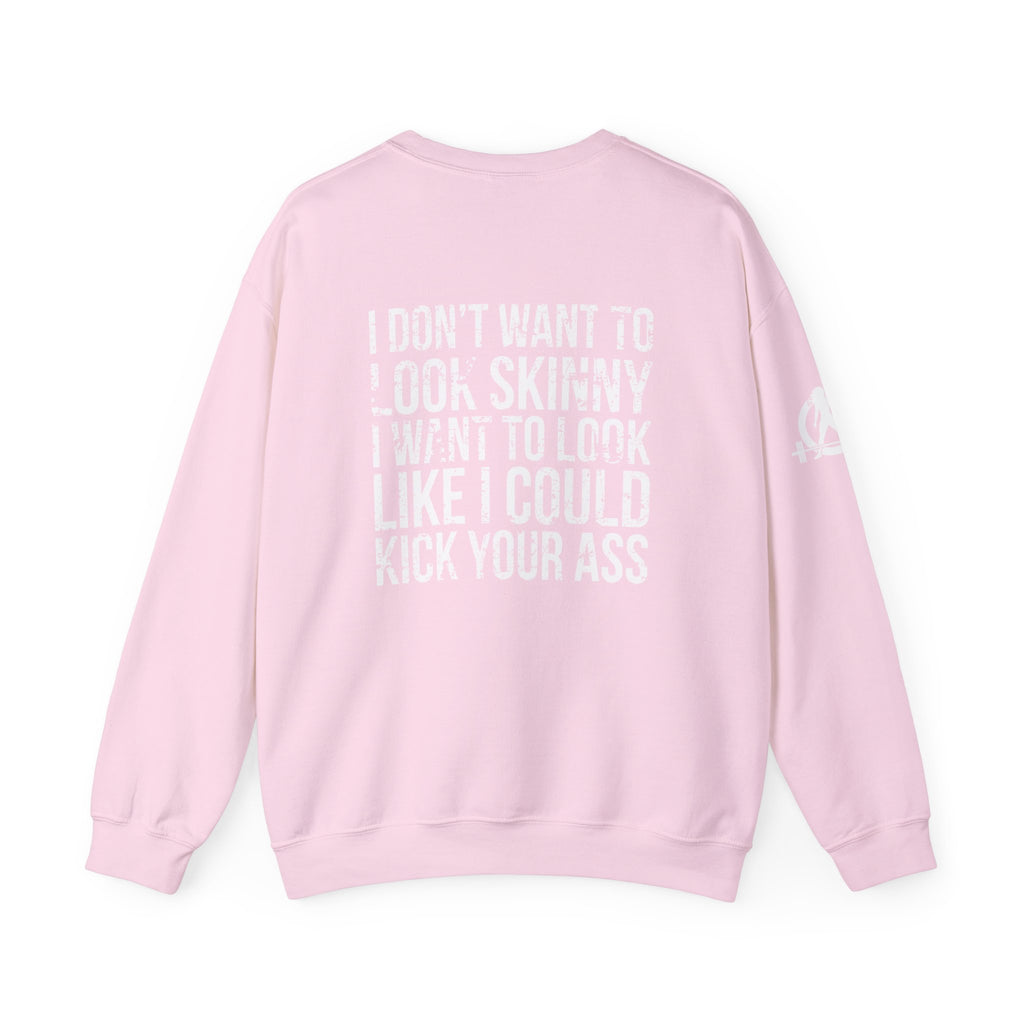 Kick Your Ass - Unisex Heavy Blend™ Crewneck Sweatshirt - Distressed Logo - Plain Back