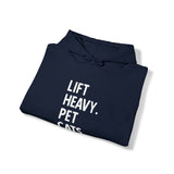 Lift Heavy Pet Cats - Unisex Heavy Blend Hooded Sweatshirt - White Front Logo