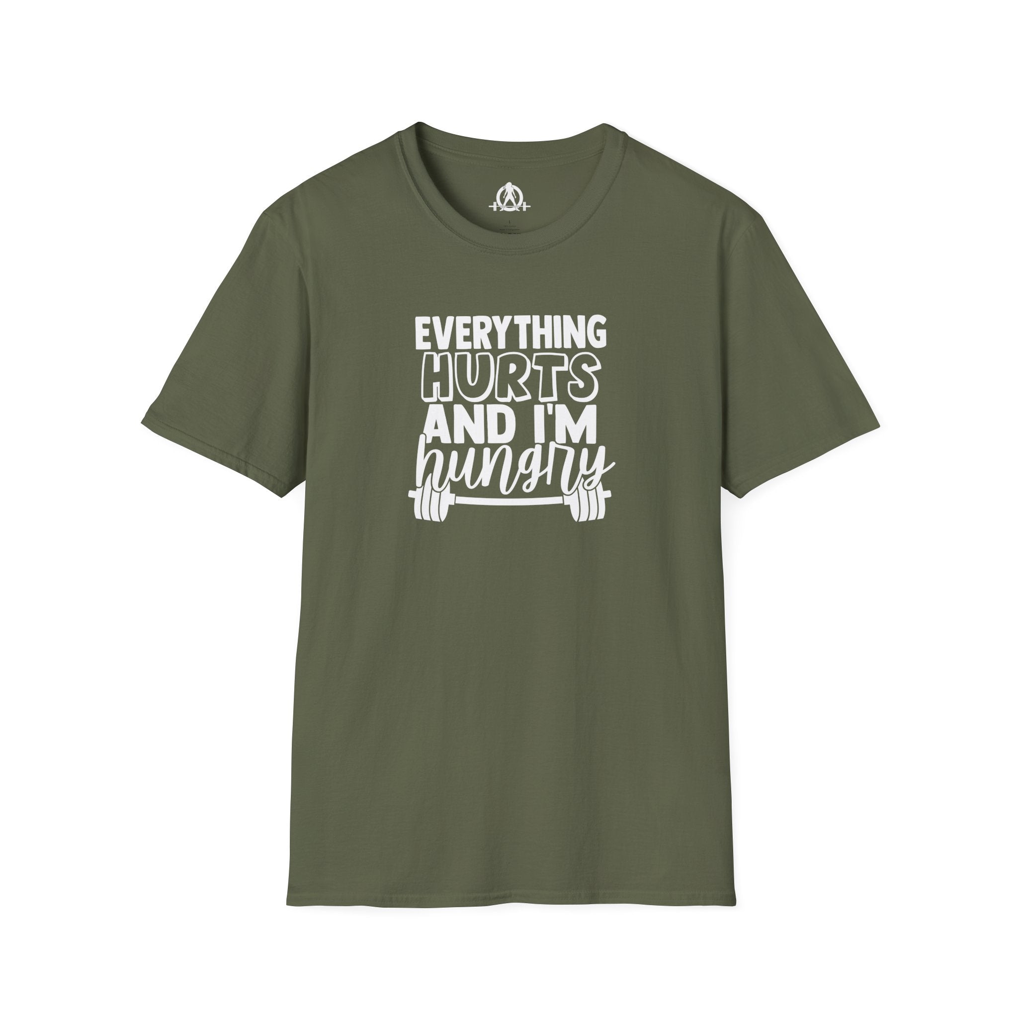 Everything Hurts & I'm Hungry  - Unisex Softstyle T-Shirt - Print on Front Plain Back