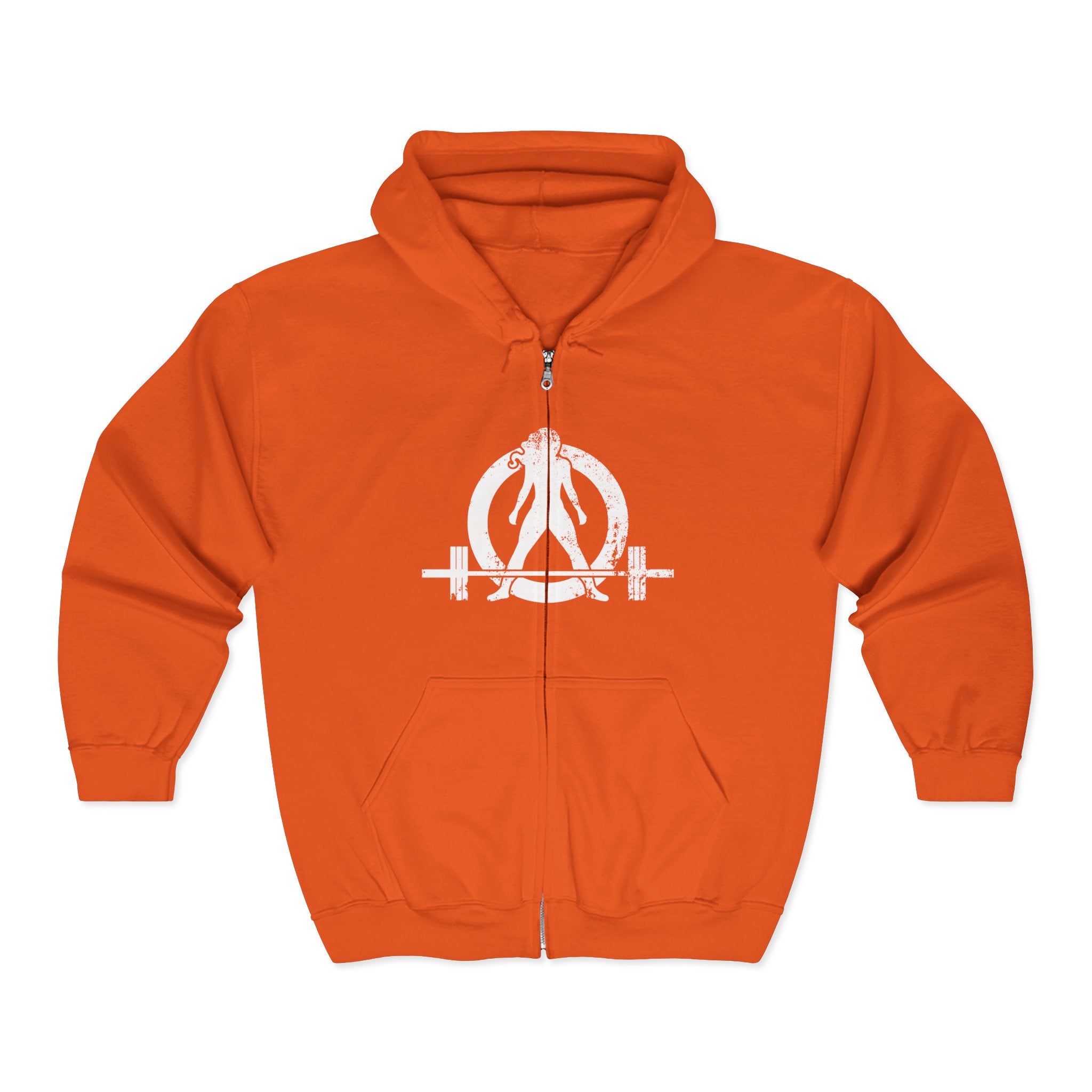 Unisex Heavy Blend™ Full Zip Hooded Sweatshirt - Distressed White Logo