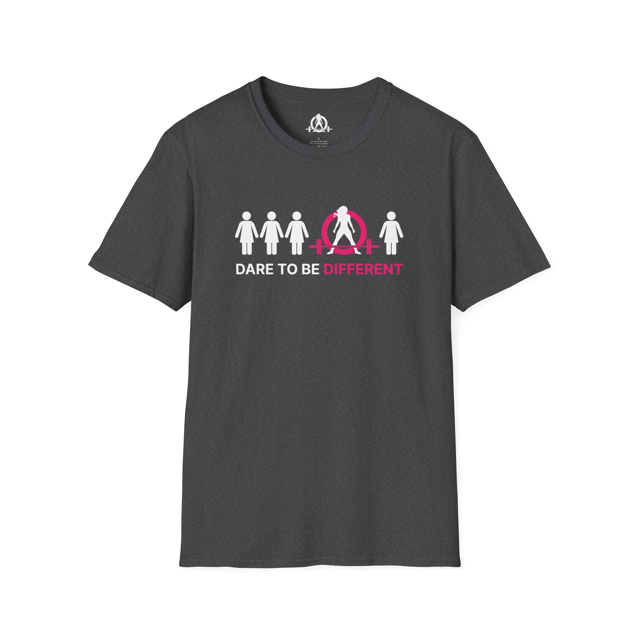 Dare To Be Different - Deadlift - Unisex Softstyle T-Shirt - White Logo Front