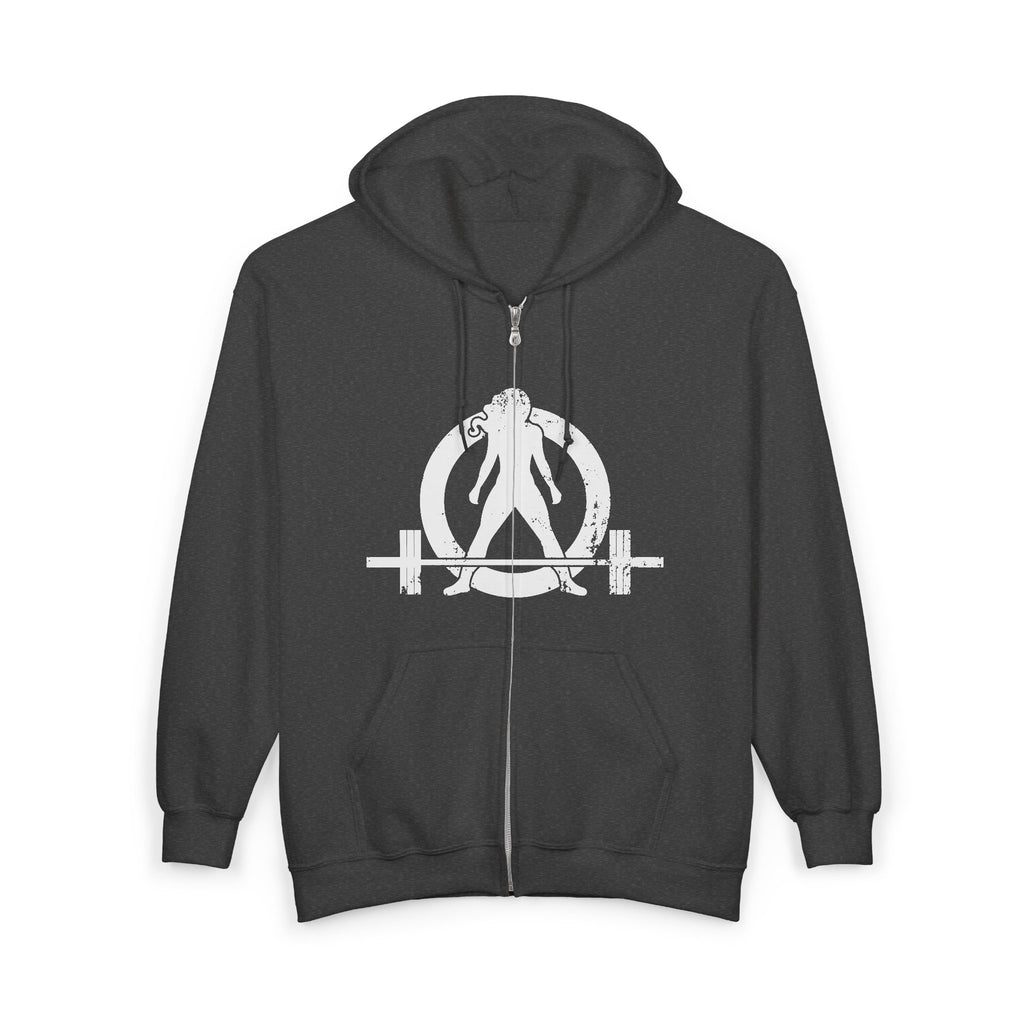 Unisex Heavy Blend™ Full Zip Hooded Sweatshirt – Distressed White Logo 🤍⚡