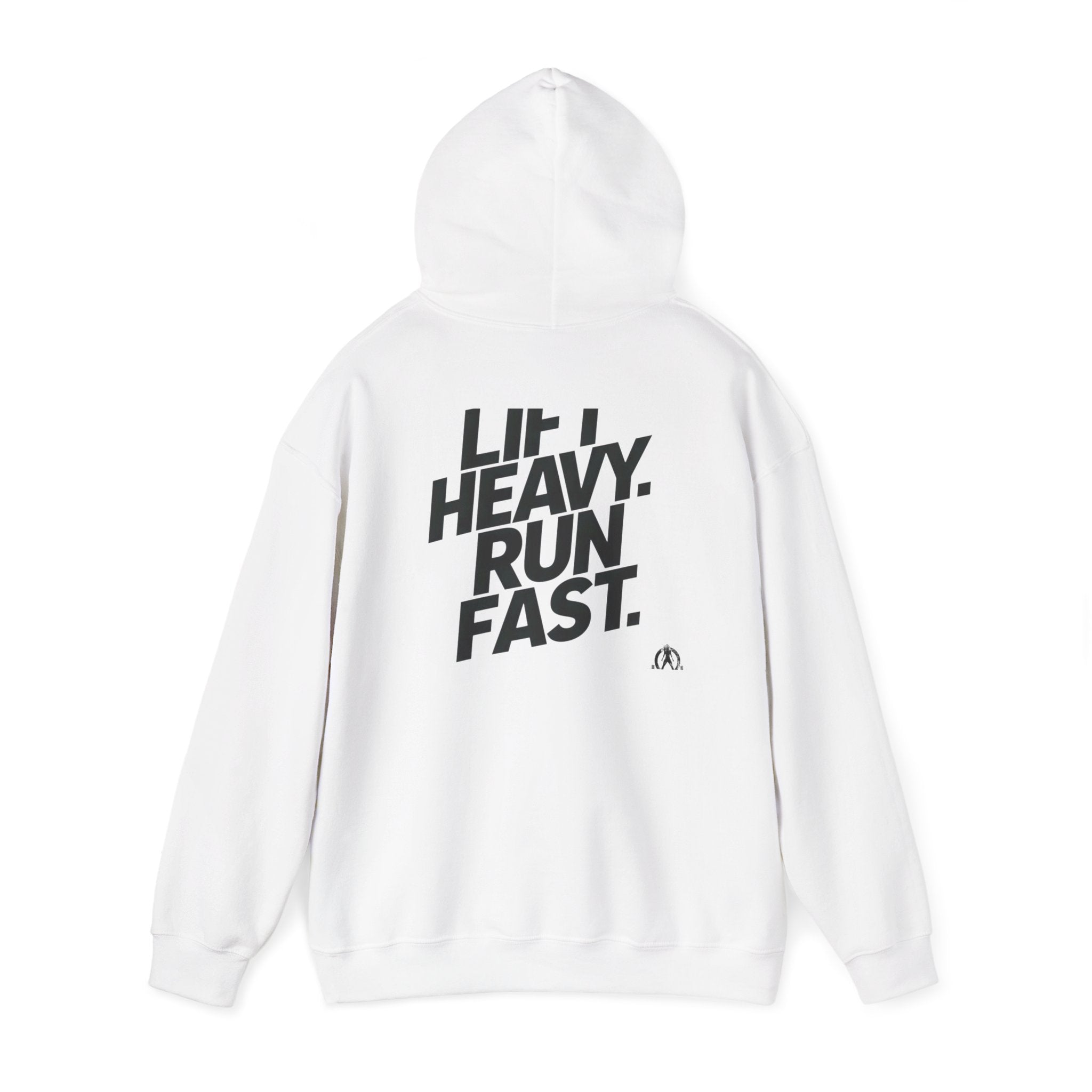 Lift Heavy Run Fast - Unisex Heavy Blend Hooded Sweatshirt  - Front & Back Black Logo