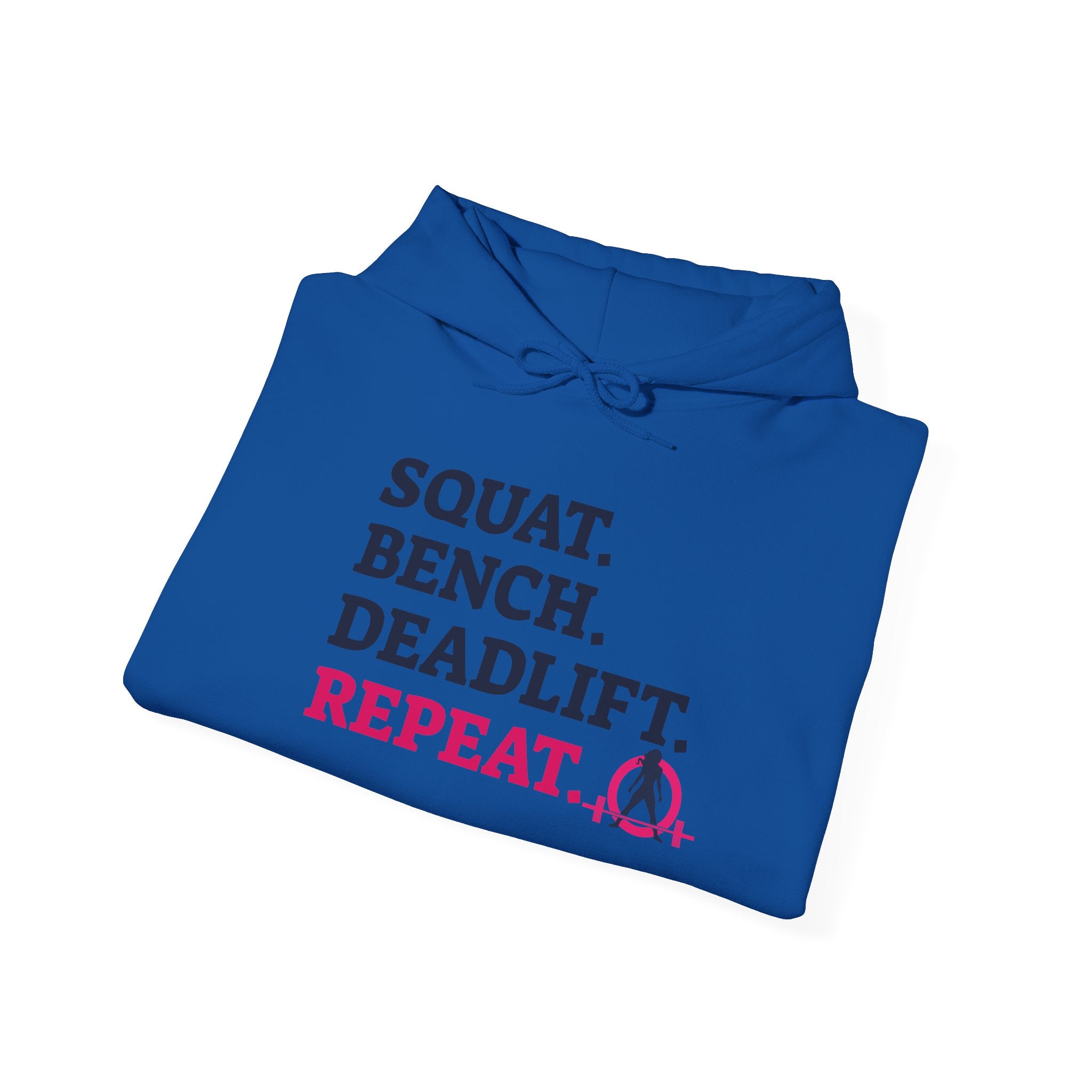 WWLW “Squat • Bench • Deadlift • Repeat” Hoodie - Front Dark Logo Plain Back