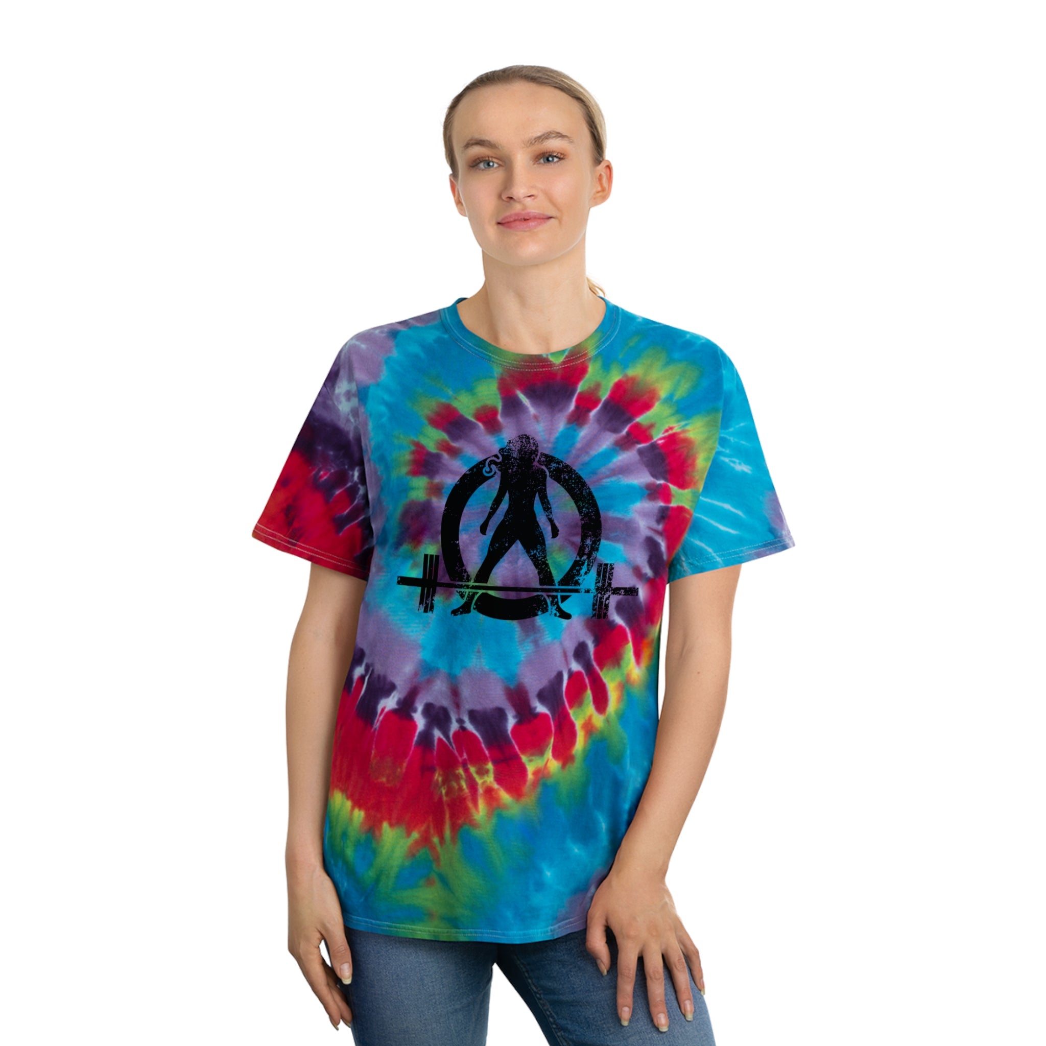 Tie-Dye Tee, Spiral - Distressed Black Logo