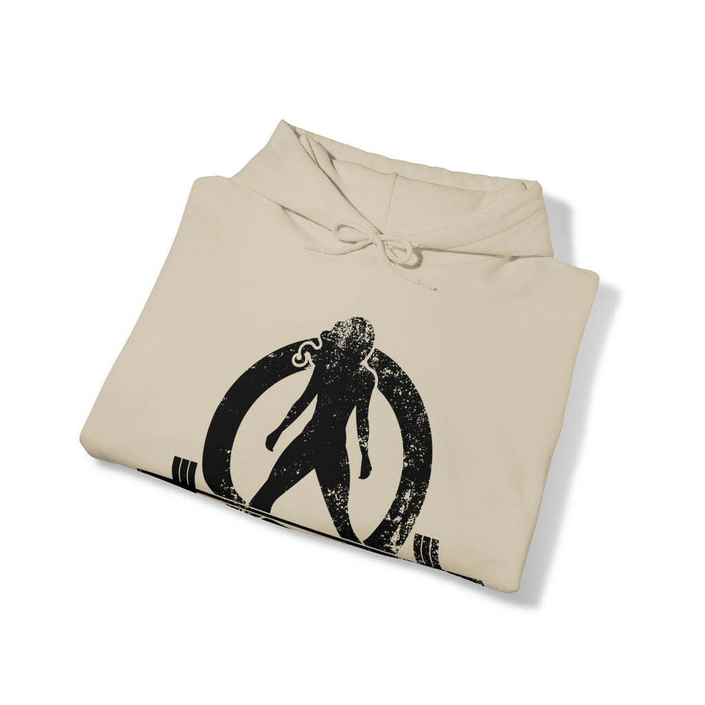 Distressed Black Logo - Plain Back - Unisex Heavy Blend Hooded Sweatshirt