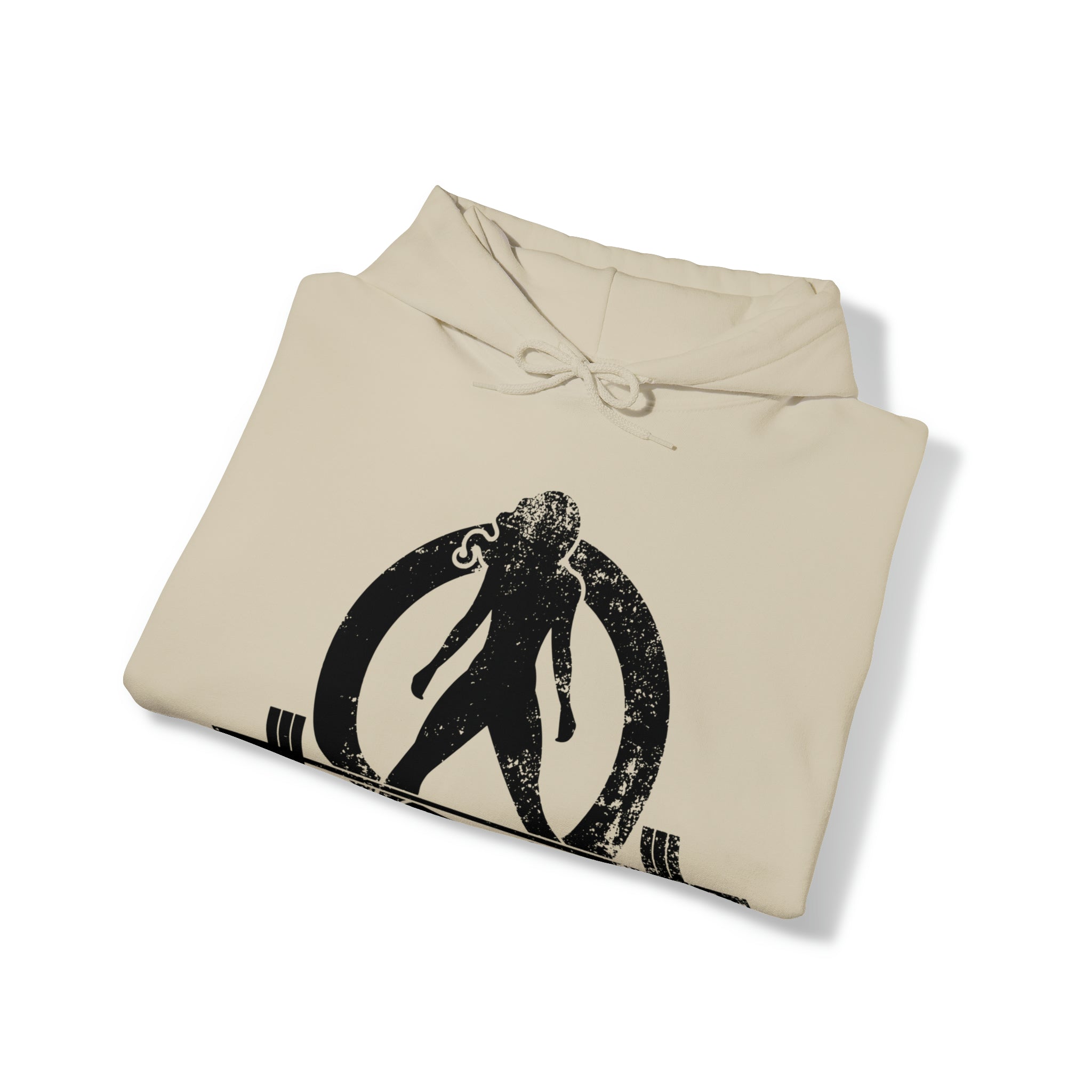 Distressed Black Logo - Plain Back - Unisex Heavy Blend Hooded Sweatshirt