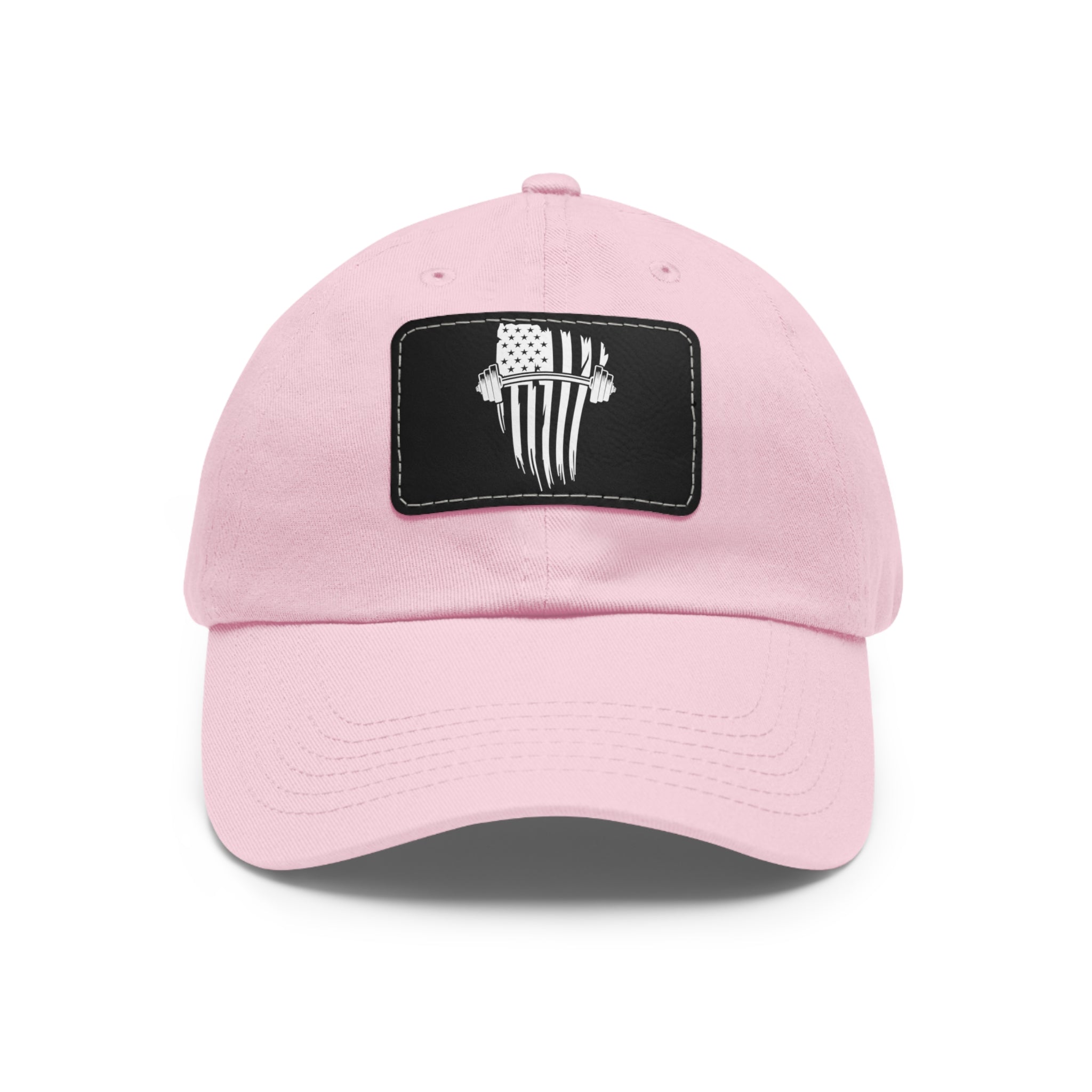 USA Barbell - Dad Hat with Leather Patch (Rectangle) - White Logo