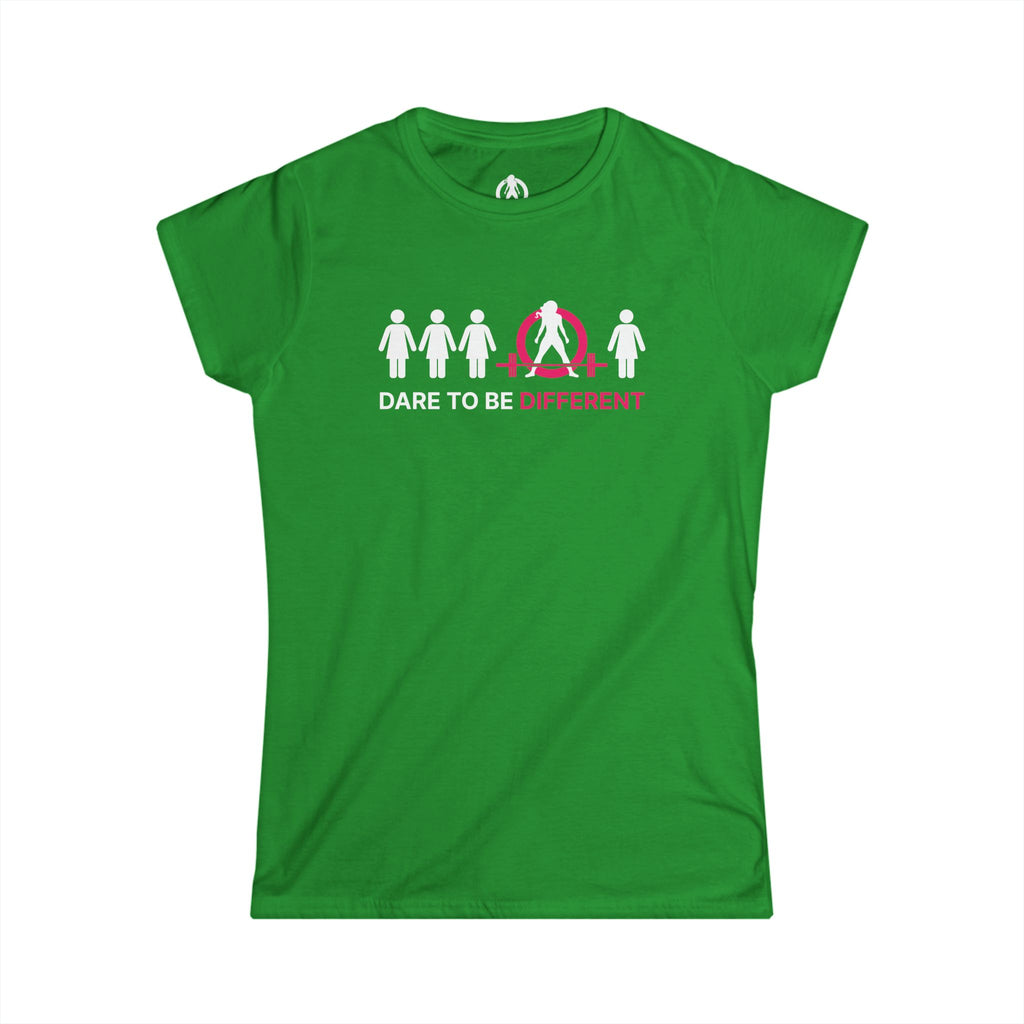 Dare To Be Different - Deadlift - Women's Softstyle Tee - Logo on Front - Plain Back