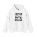 Everything Hurts & I'm Hungry  - Unisex Heavy Blend Hooded Sweatshirt  - Black Print Front/Arm