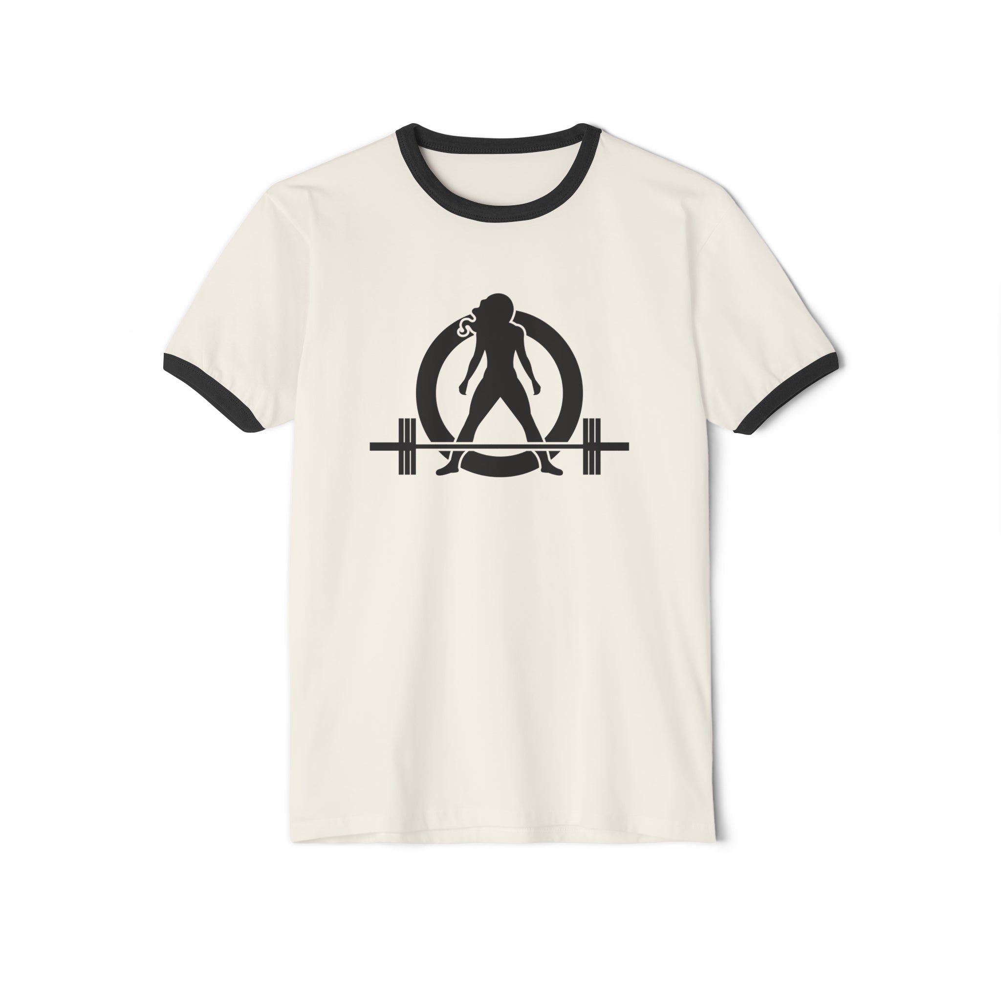 Strong Not Skinny - Unisex Cotton Ringer T-Shirt - Black Logo Front & Back