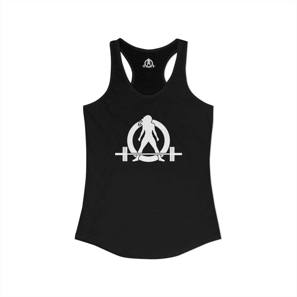 Goal Weight Strong AF - Simple - Women's Ideal Racerback Tank - White Print Front & Back