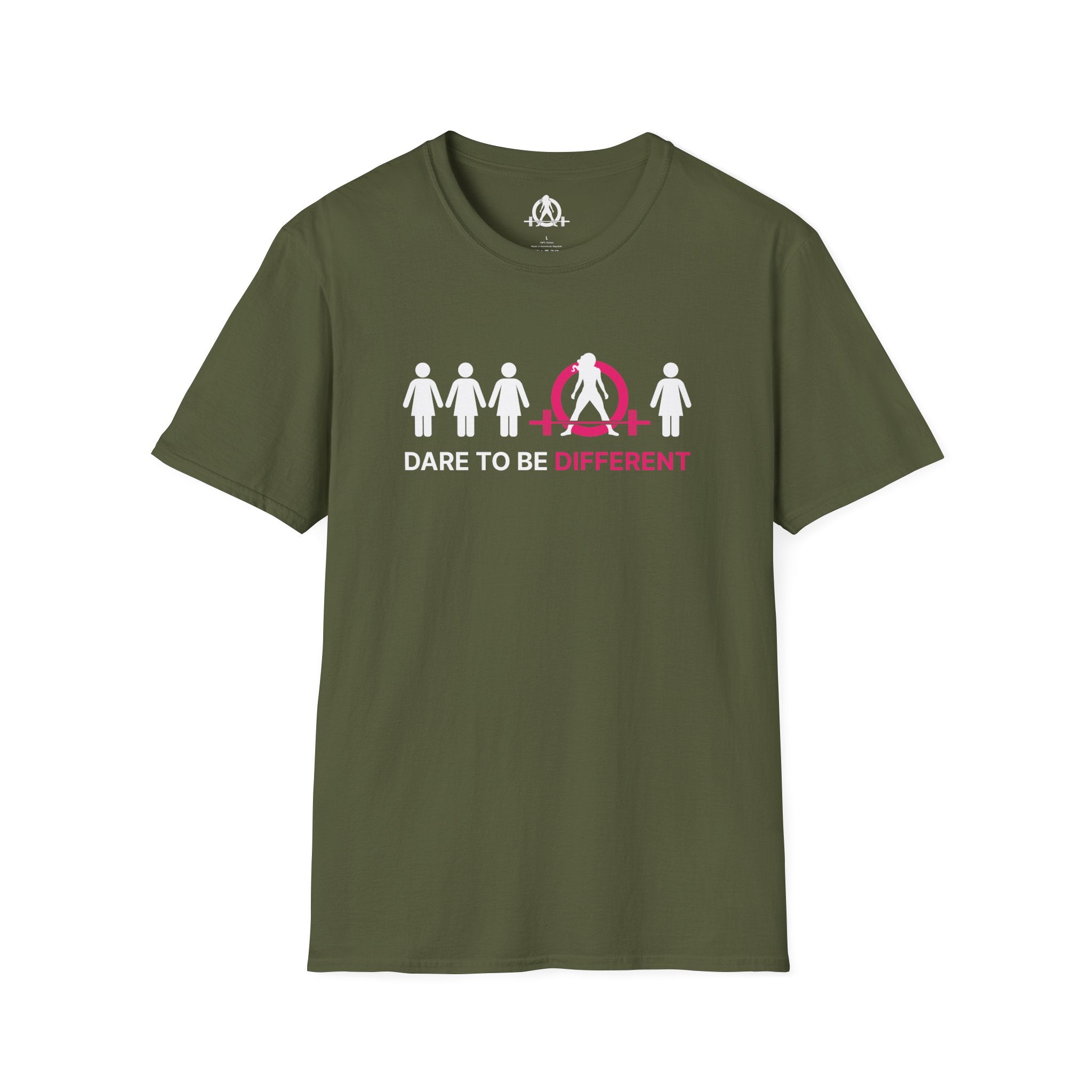 Dare To Be Different - Deadlift - Unisex Softstyle T-Shirt - White Logo Front