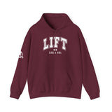 Lift Like.A Girl - Unisex Heavy Blend Hooded Sweatshirt - White Logo on Front & Right Sleeve