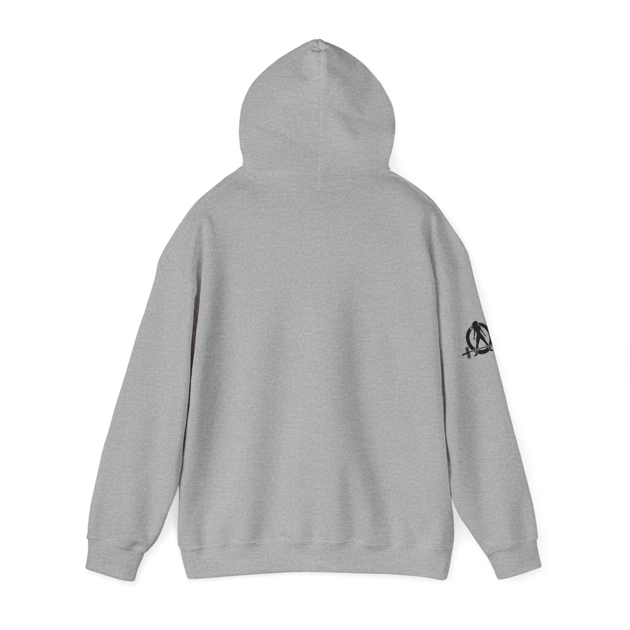 I Could Squat You - Classic Logo White - Unisex Heavy Blend Hooded Sweatshirt - Black Print on Front