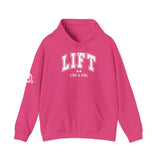 Lift Like.A Girl - Unisex Heavy Blend Hooded Sweatshirt - White Logo on Front & Right Sleeve