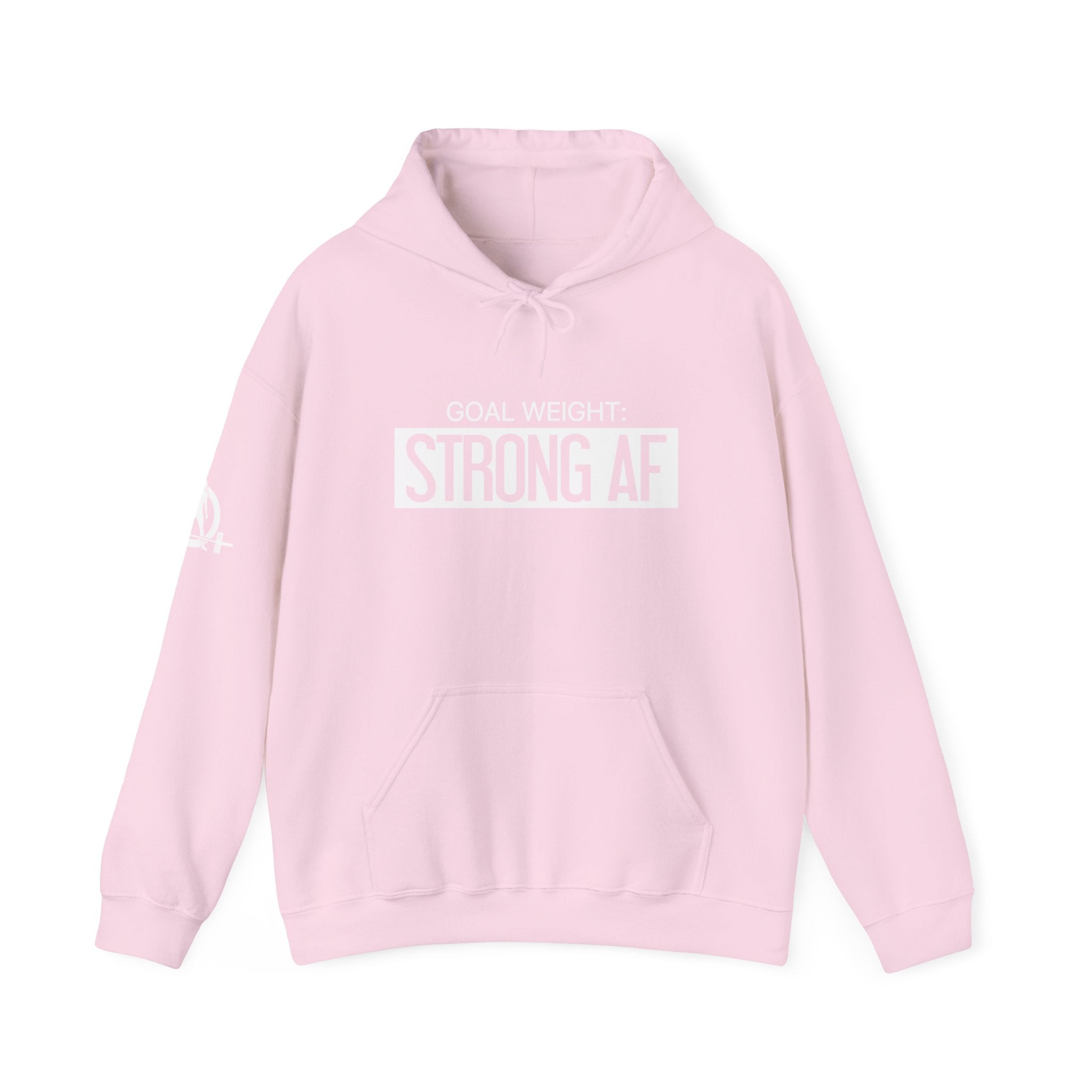 Goal Weight Strong AF - Unisex Heavy Blend Hooded Sweatshirt  - Black Print on Front & Arm
