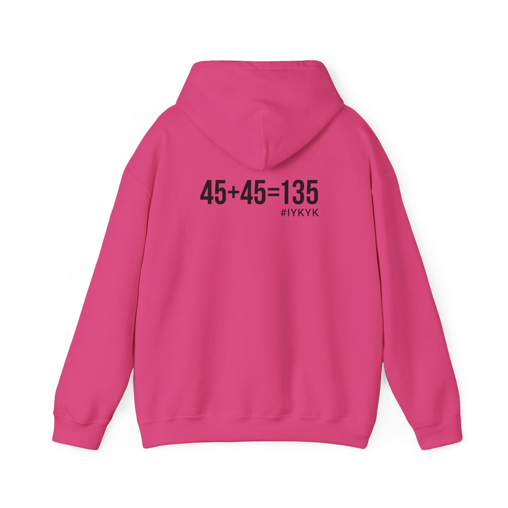 45 + 45 = 135 - Unisex Heavy Blend Hooded Sweatshirt  - Black Logo