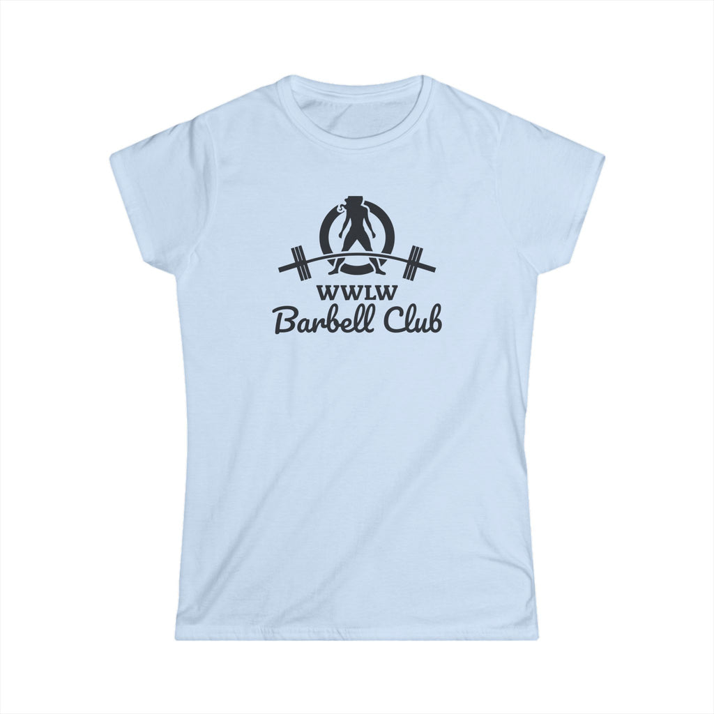 WWLW Barbell Club - Women's Softstyle Tee - Black Logo - Plain Back