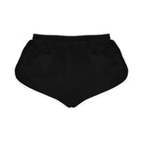 Women's Relaxed Shorts (AOP) - Black Shorts - White Distressed Logo